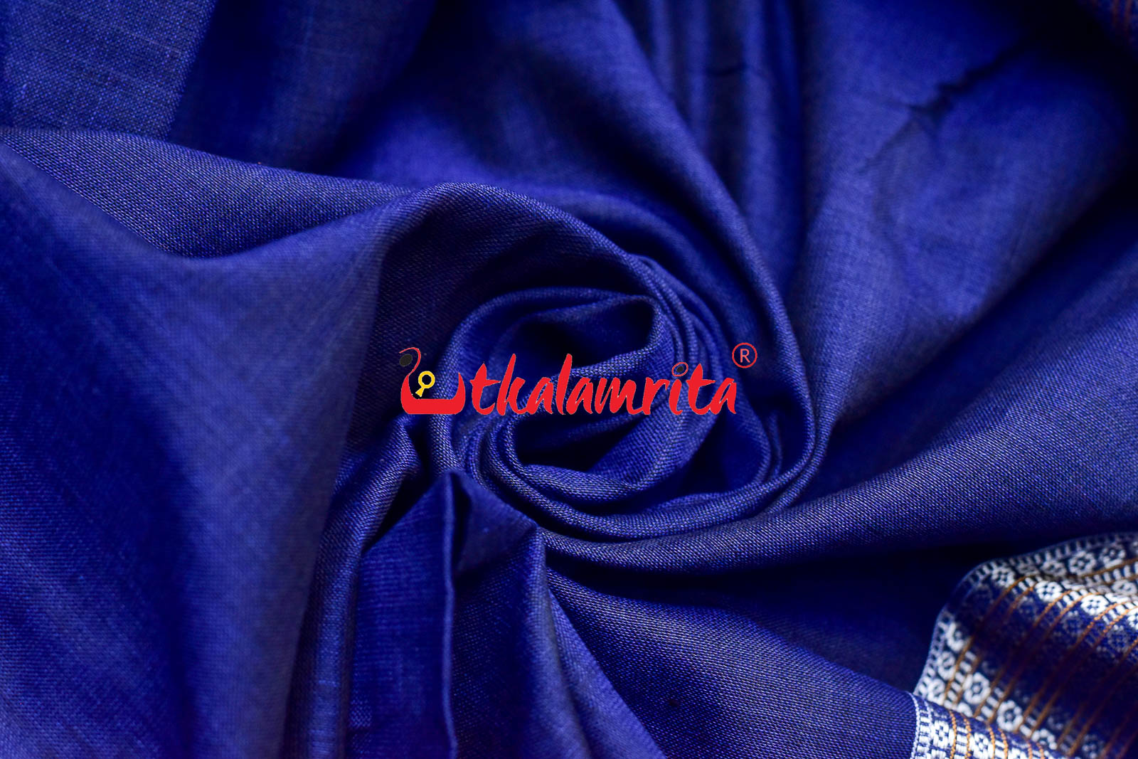 Blue With Small Rudraksha Border (Fabric)