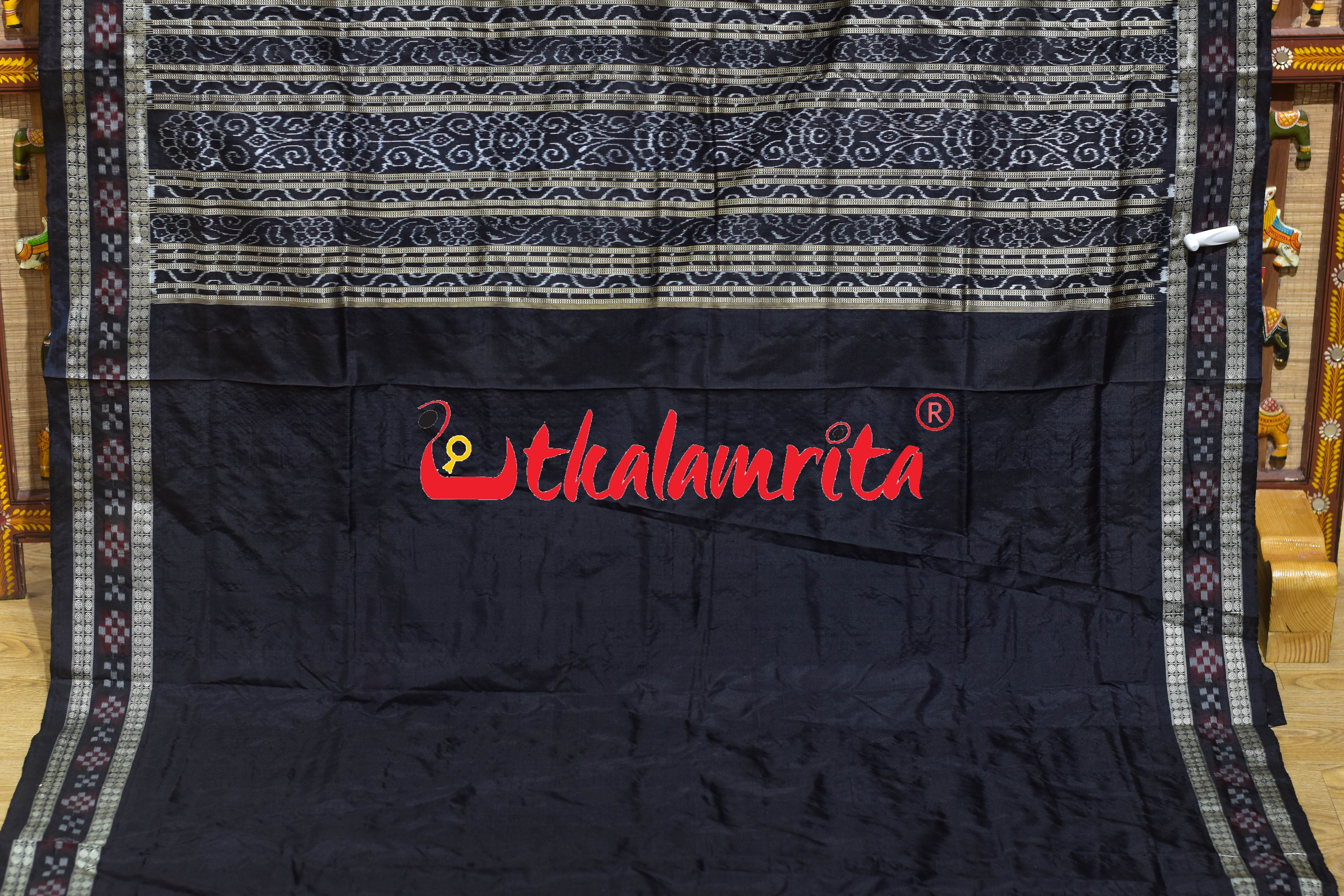 5 Kuthi Red Black White Pasapali Sambalpuri Silk Saree