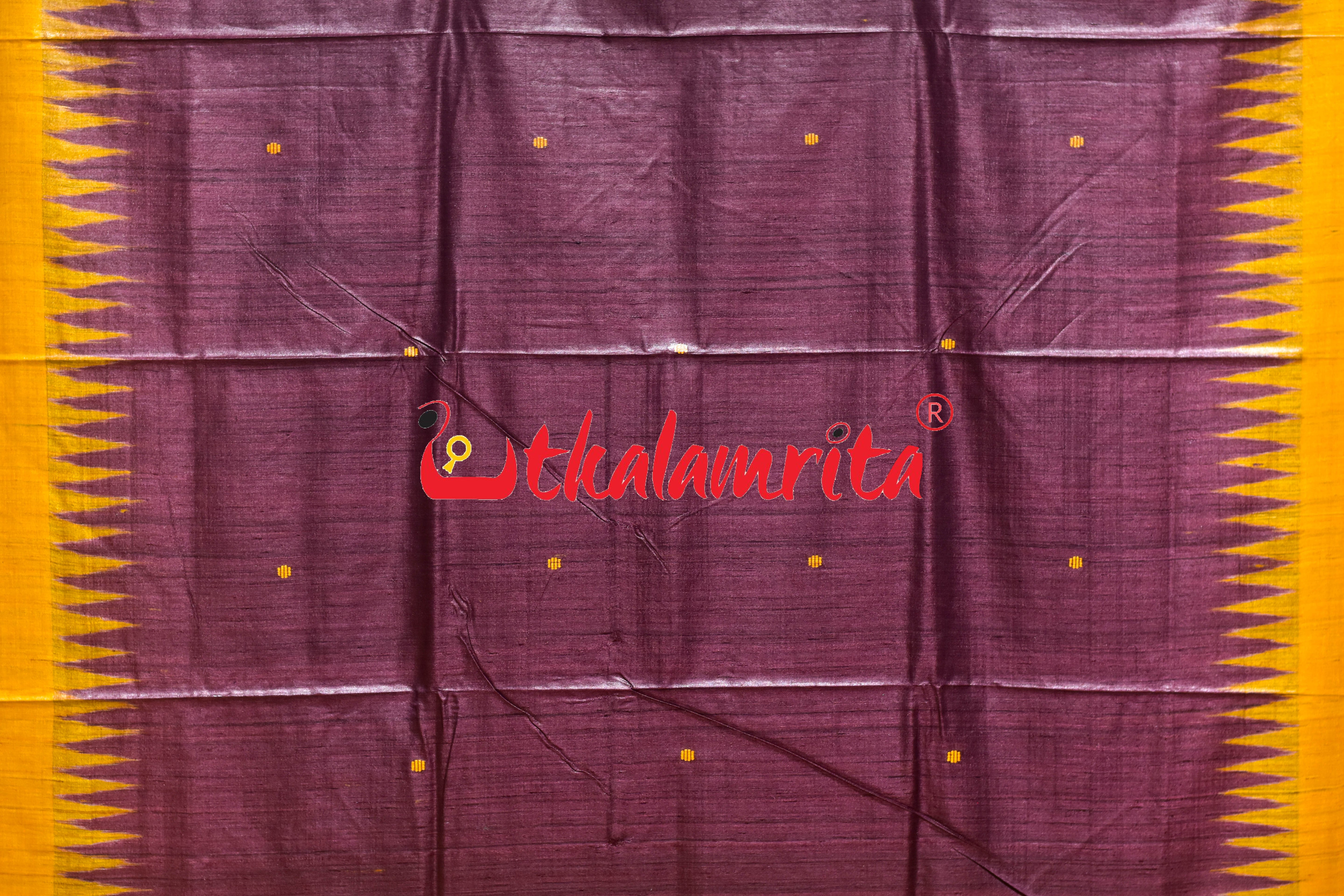 Wine Yellow Gopalpur Tussar Silk Saree