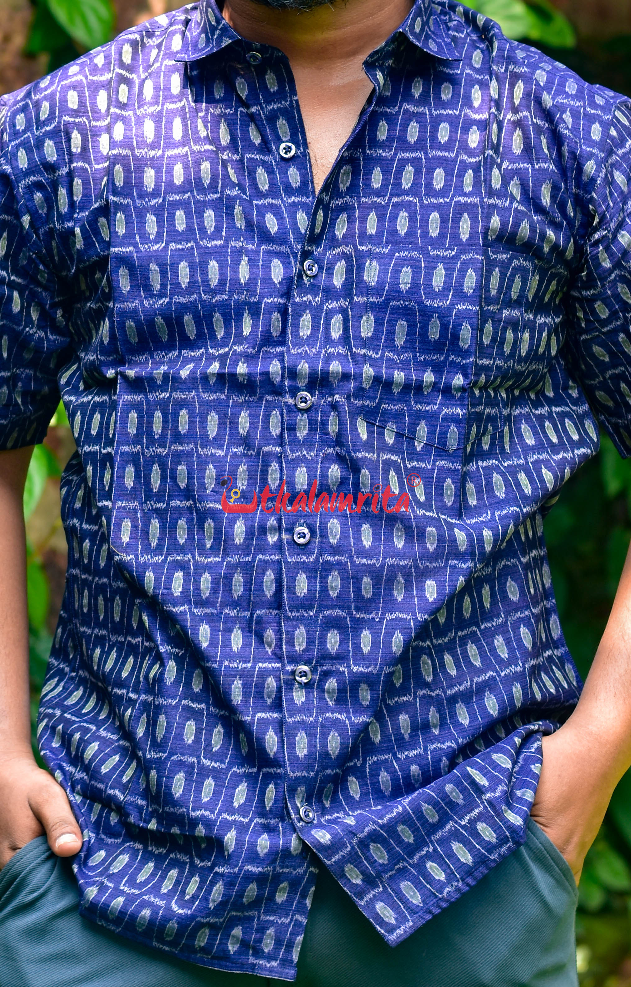 Blue Kothi Dots (Mens' Half Shirt)