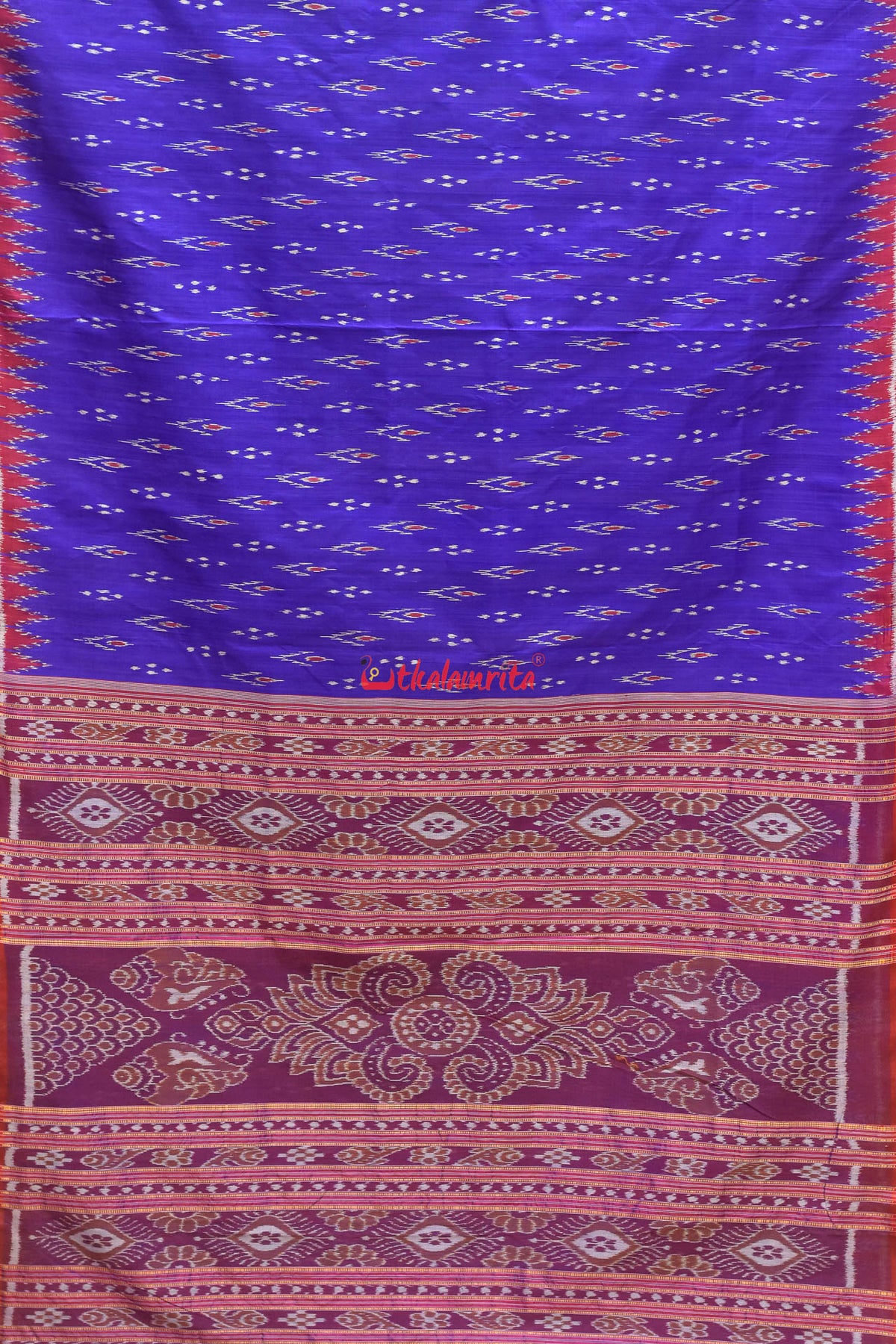 Purple Red Mayura Chandrika Khandua Silk Saree