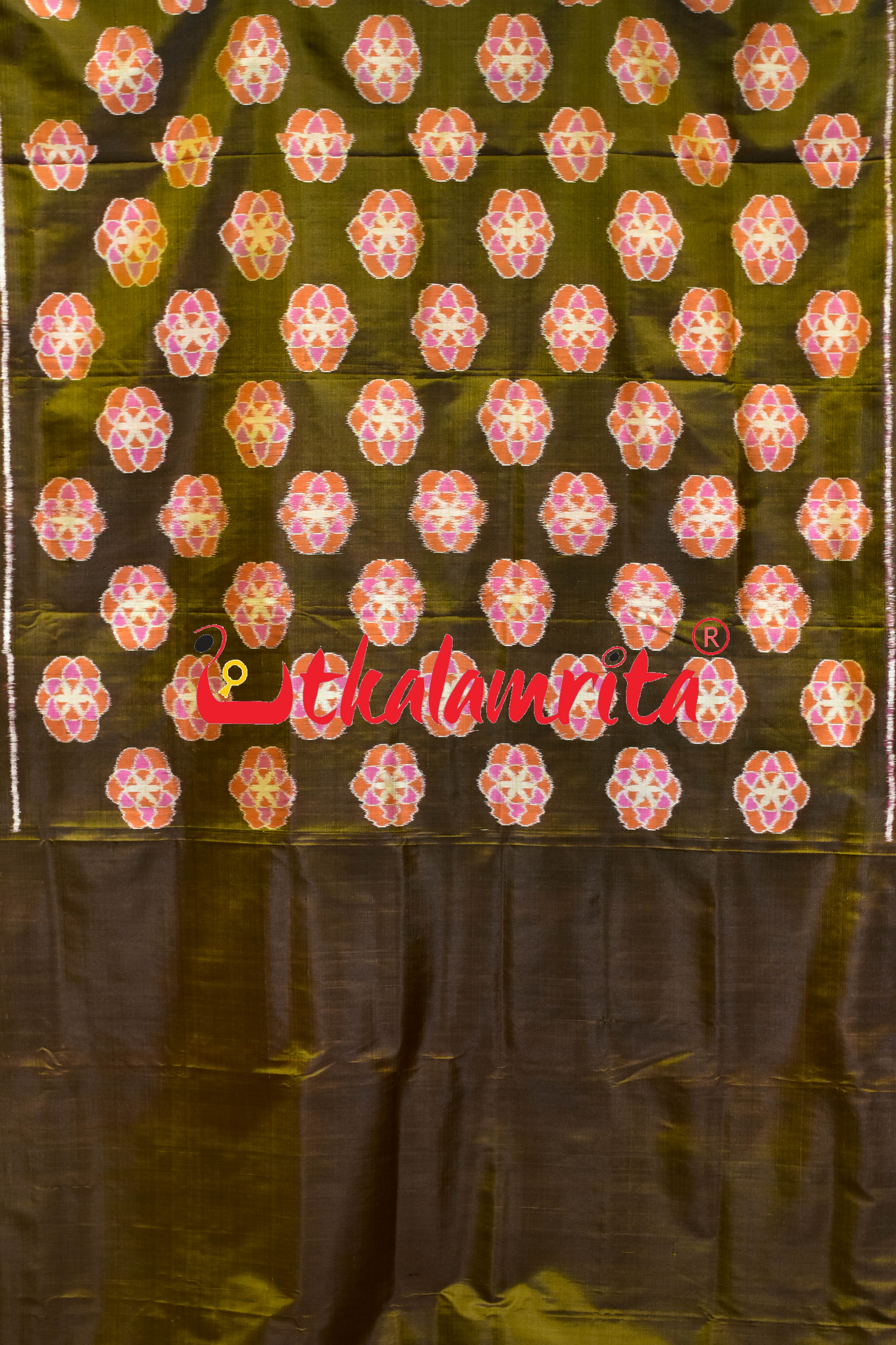 Bronze Orange Phula Jhoti Khandua Silk Saree