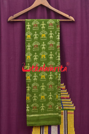 Mehndi Red Tribal Houses Sambalpuri Cotton Dress Set