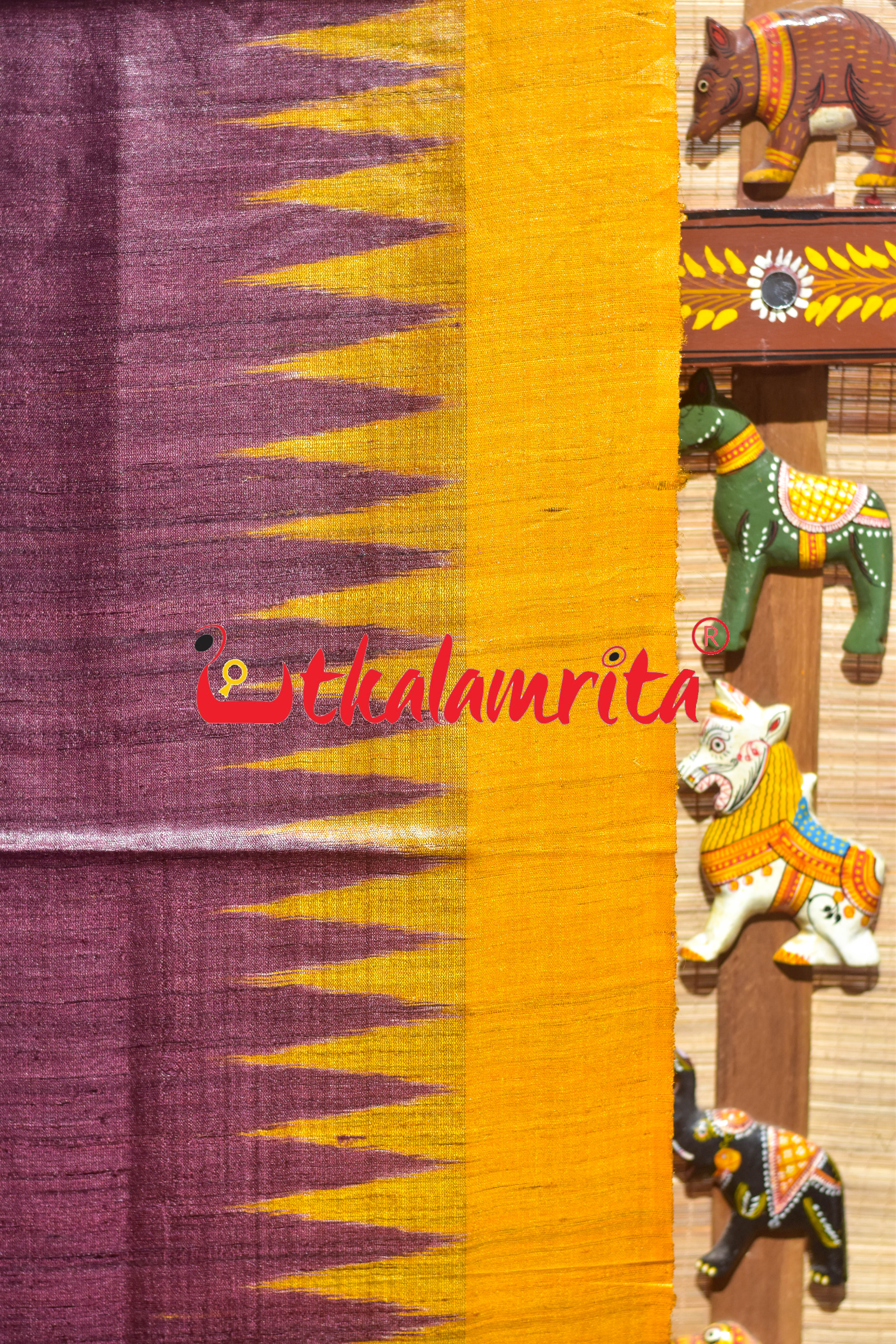 Wine Yellow Gopalpur Tussar Silk Saree