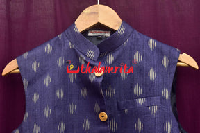 Navy Blue Body Ikat Gopalpur Tussar (Modi Jacket)