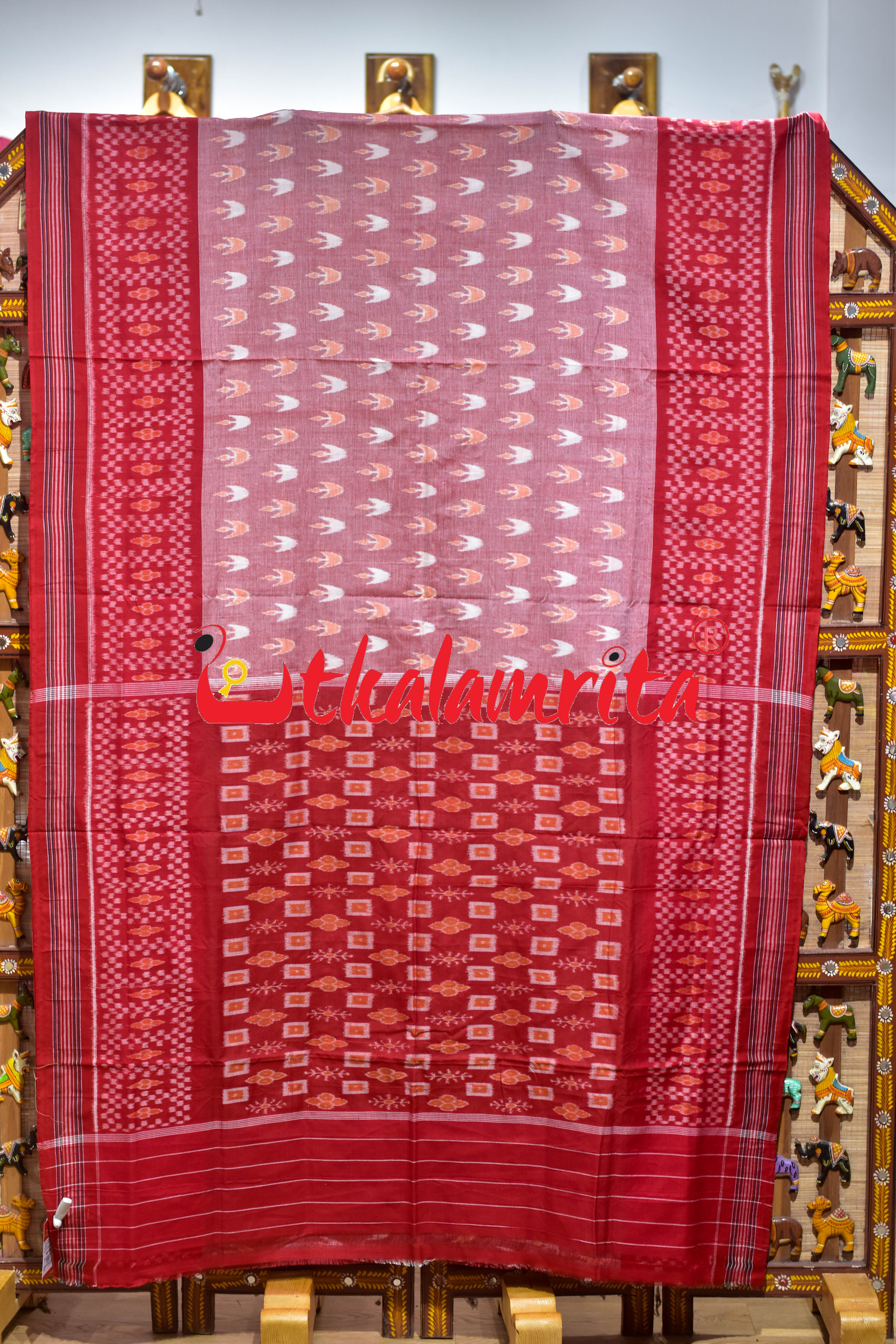 Pink Dipa Big Border Khandua Cotton Saree