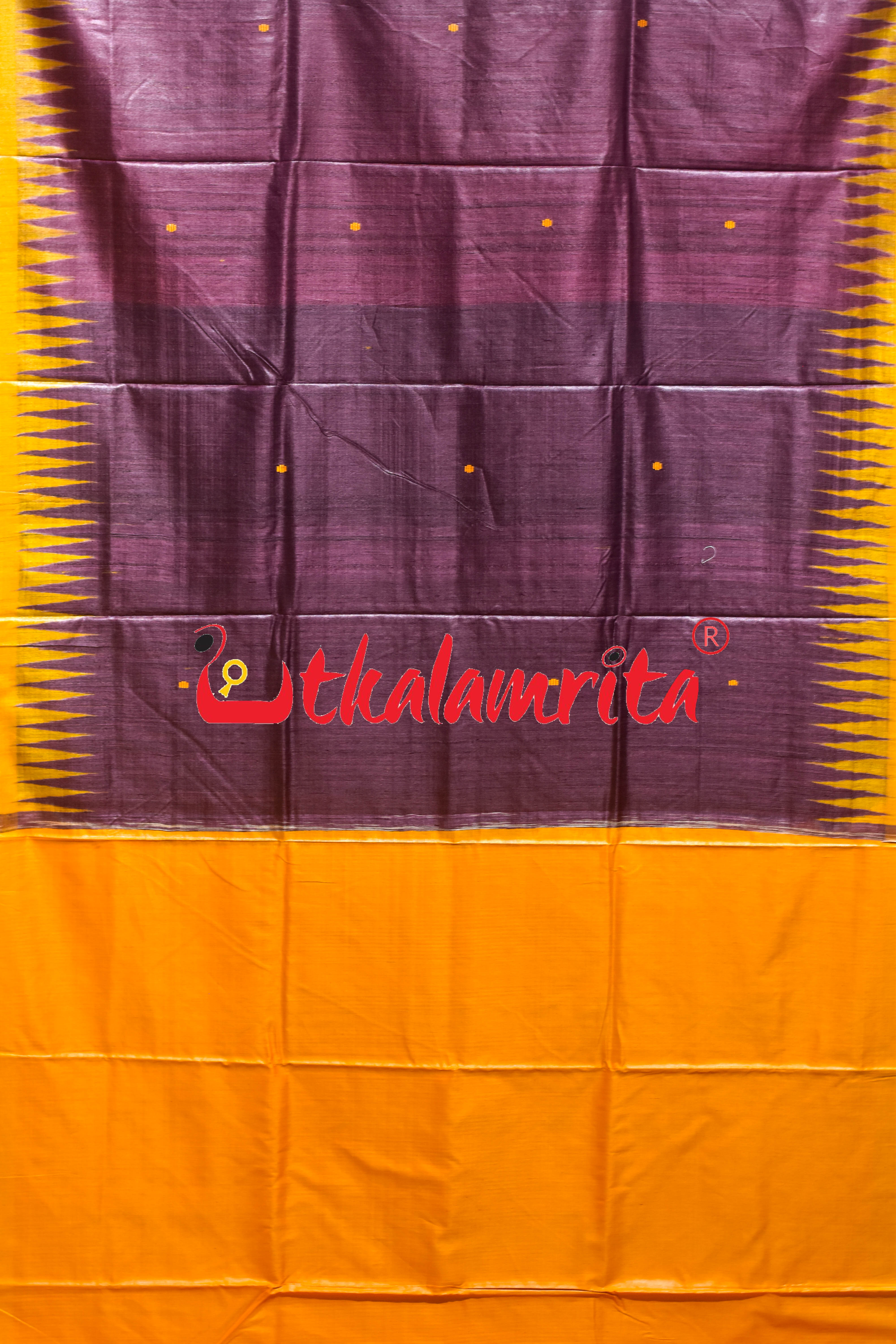 Wine Yellow Gopalpur Tussar Silk Saree