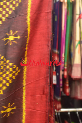 Coffee Red Border Tarabali Kandua Silk Saree