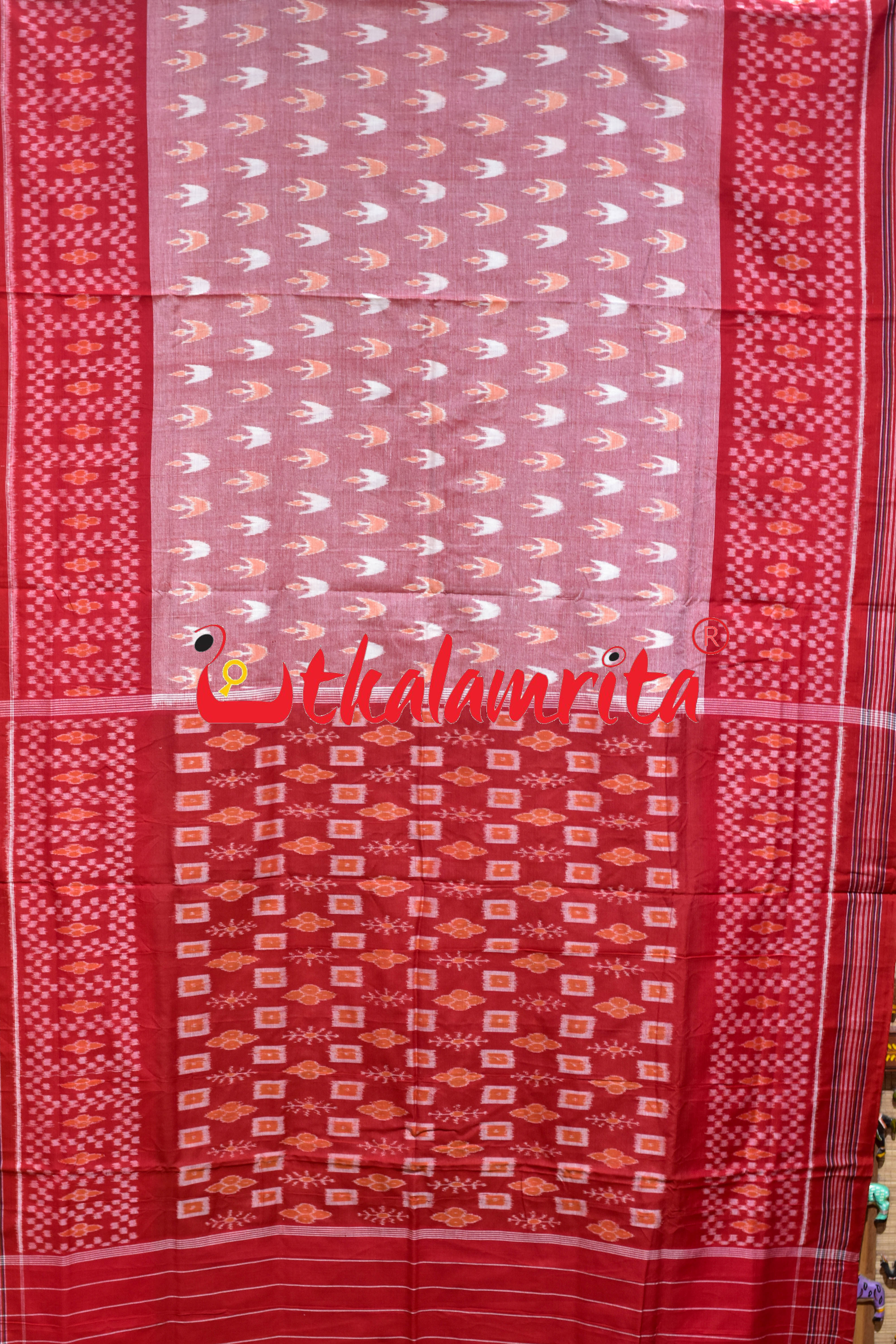 Pink Dipa Big Border Khandua Cotton Saree