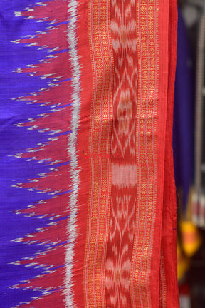 Purple Red Mayura Chandrika Khandua Silk Saree