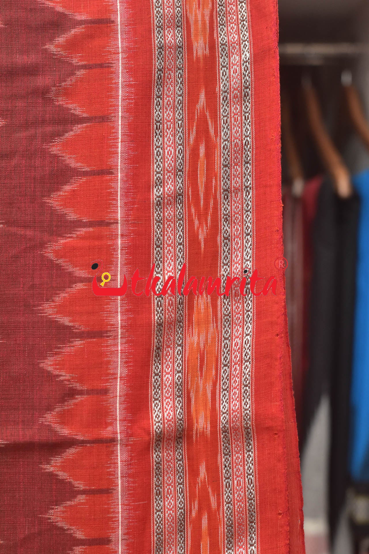 Red Body Bandha Khandua Cotton Saree