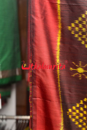 Coffee Red Border Tarabali Kandua Silk Saree