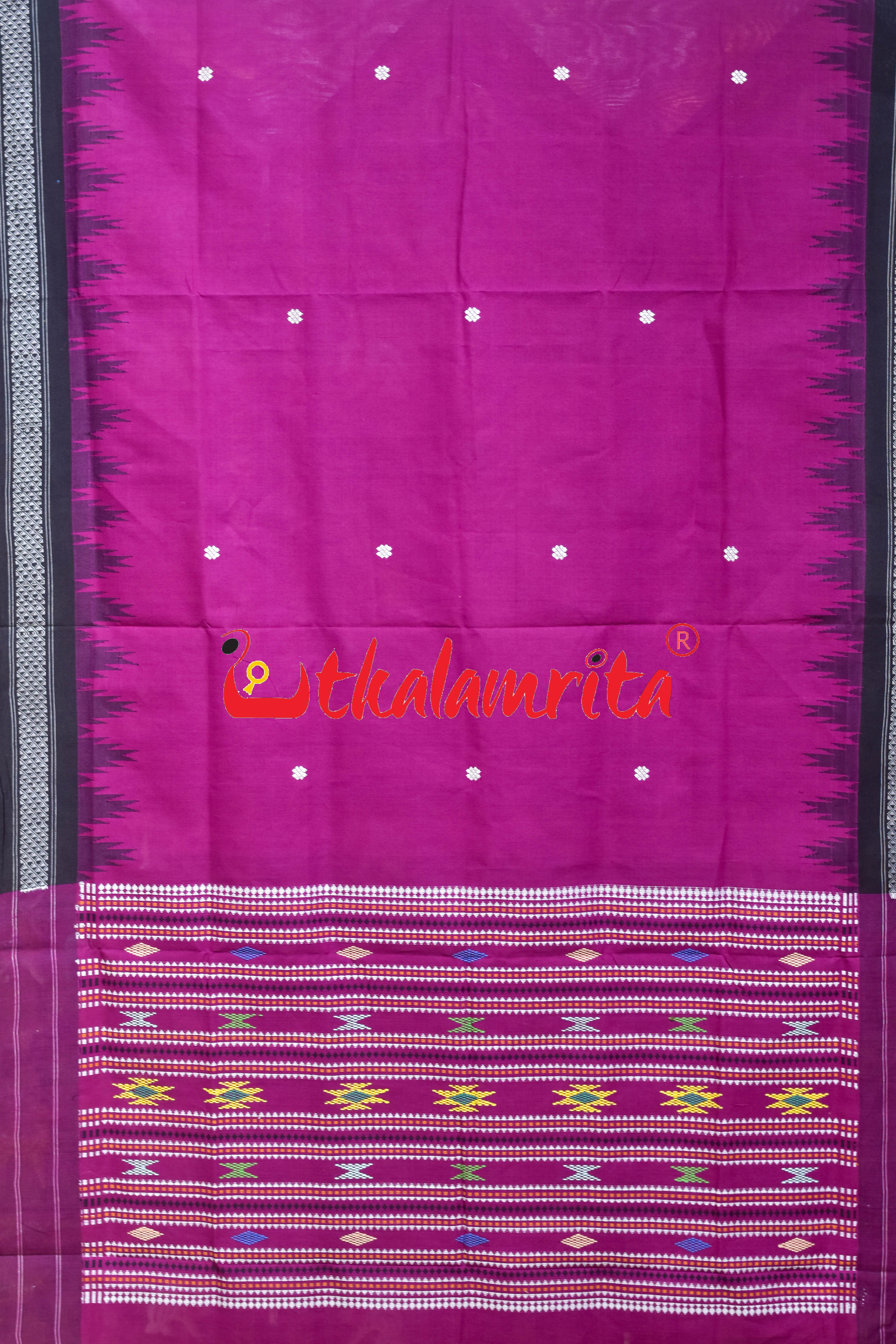Magenta Black Border Phoda Kumbha (Dupatta)