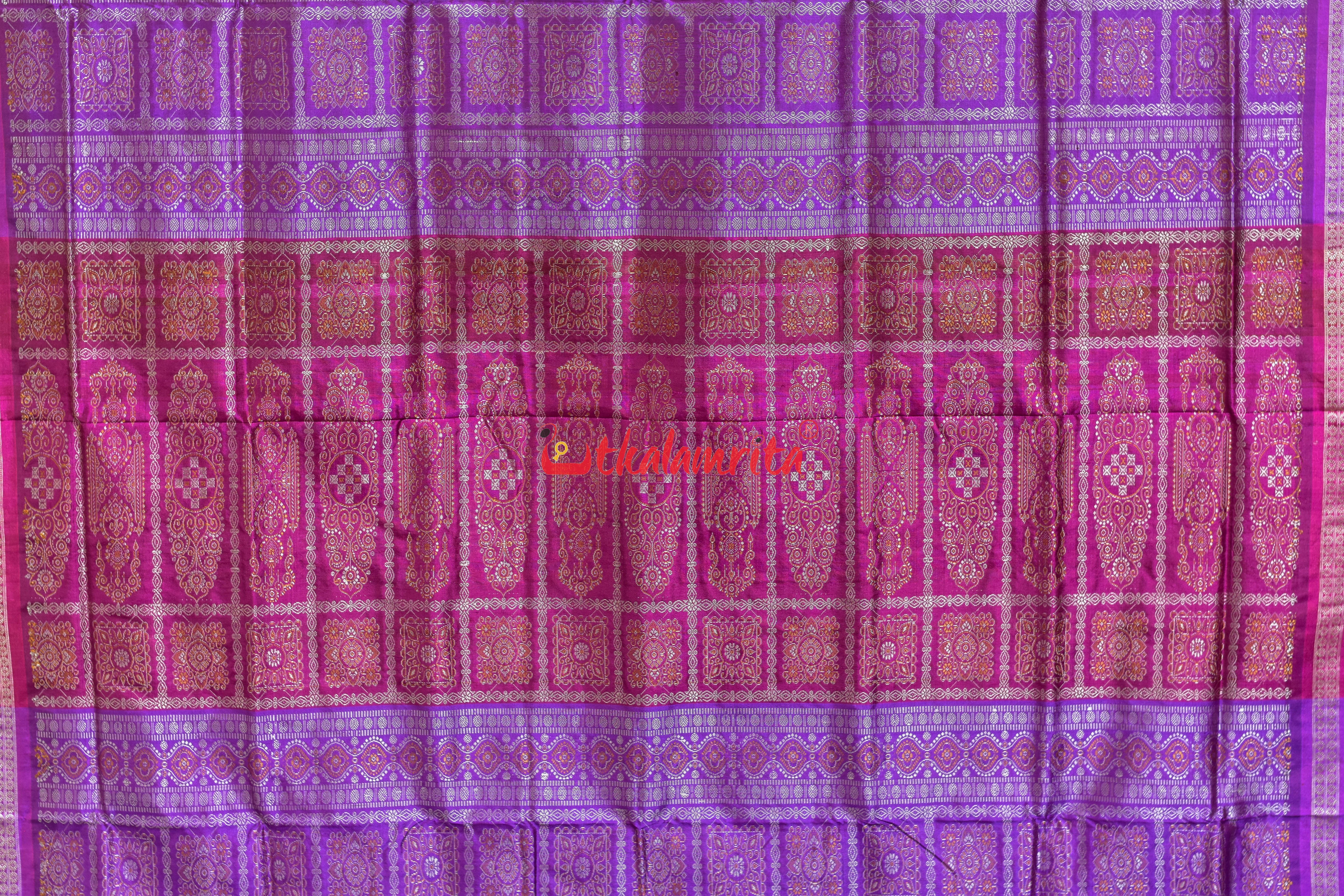 Yellow Body Kana phula Double Border Bomkai Silk Saree