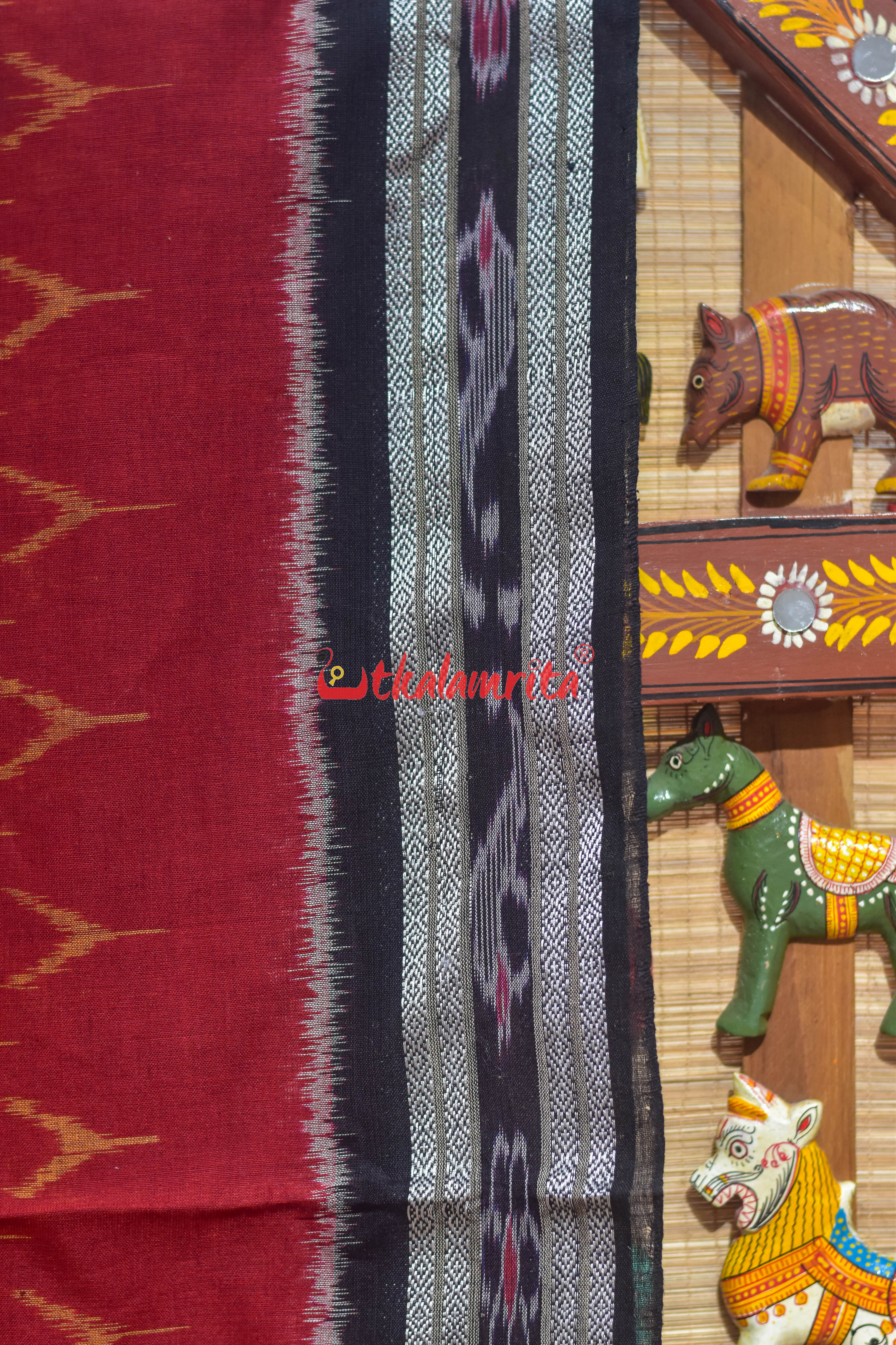 Rust Black Duba Khandua Cotton Saree