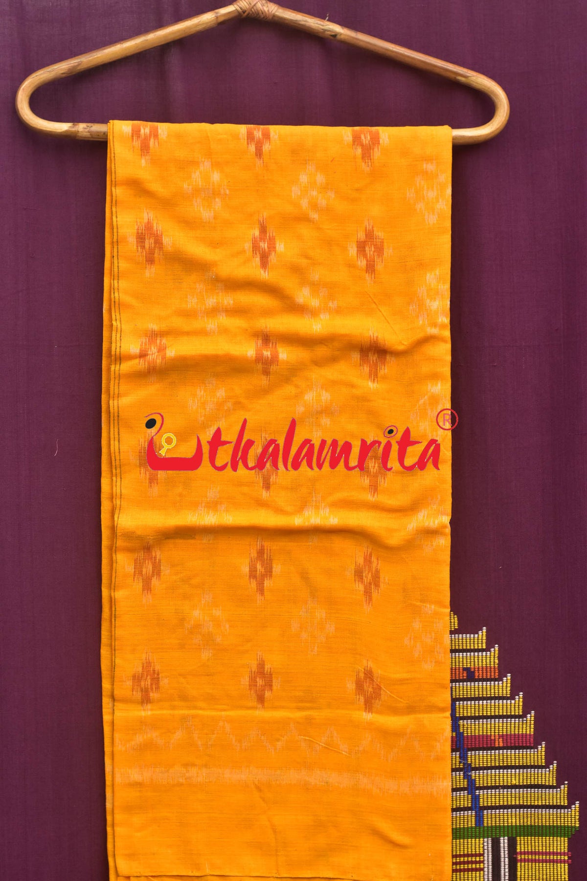 Yellow with Plain Border Pasapali (Dupatta)