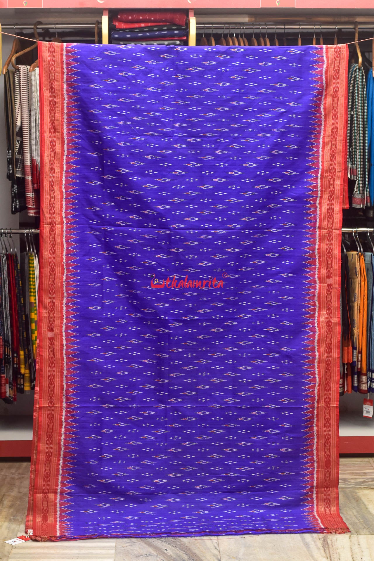 Purple Red Mayura Chandrika Khandua Silk Saree