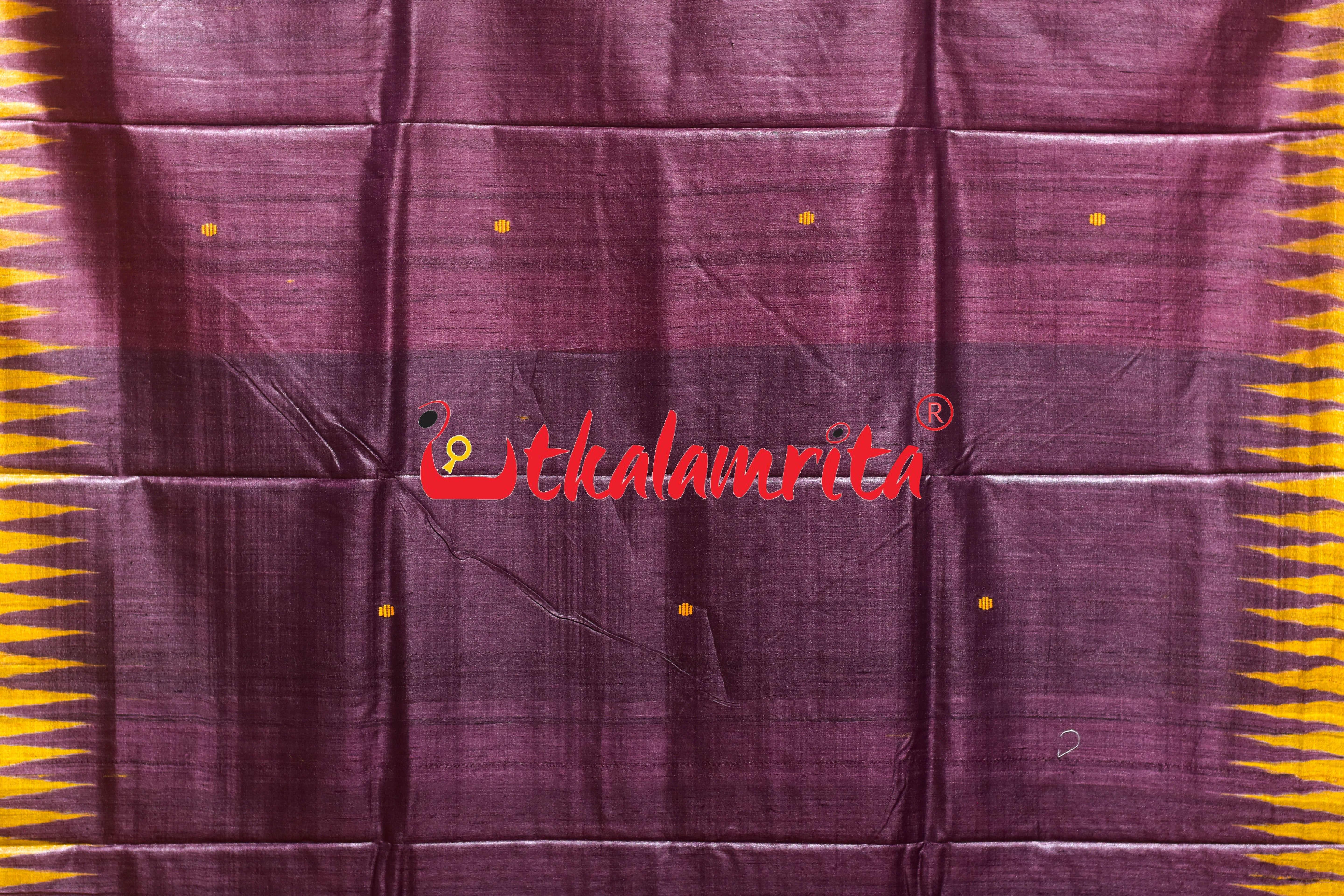 Wine Yellow Gopalpur Tussar Silk Saree