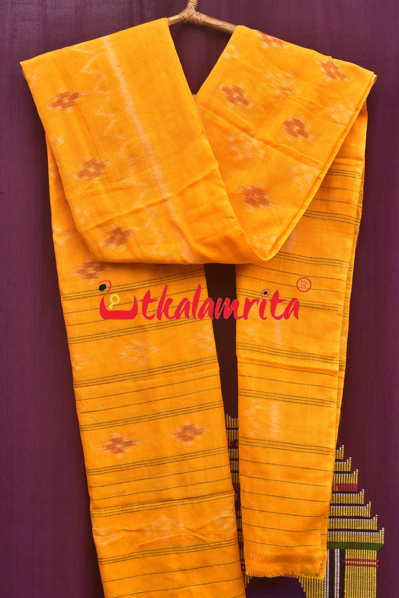Yellow with Plain Border Pasapali (Dupatta)