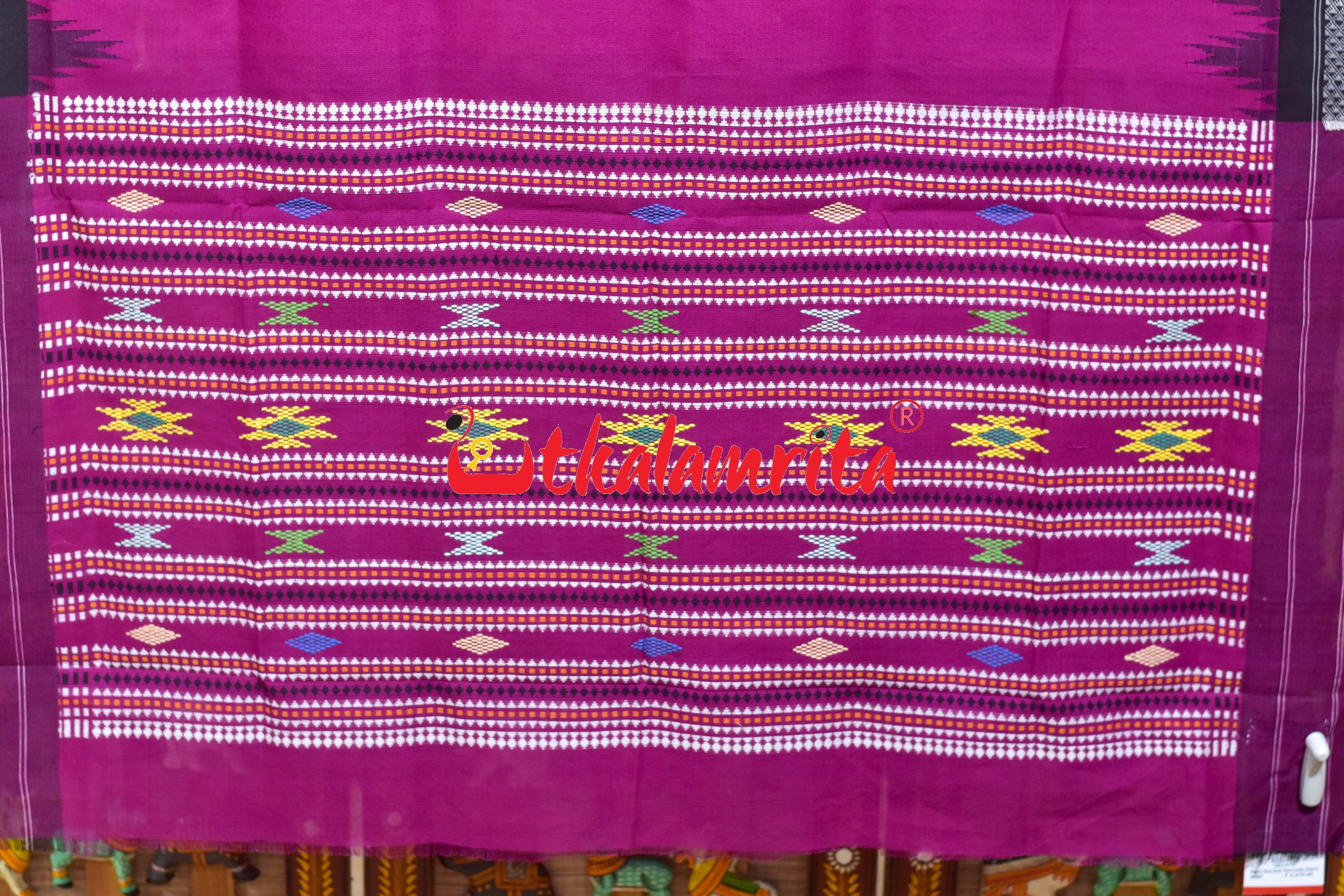 Magenta Black Border Phoda Kumbha (Dupatta)