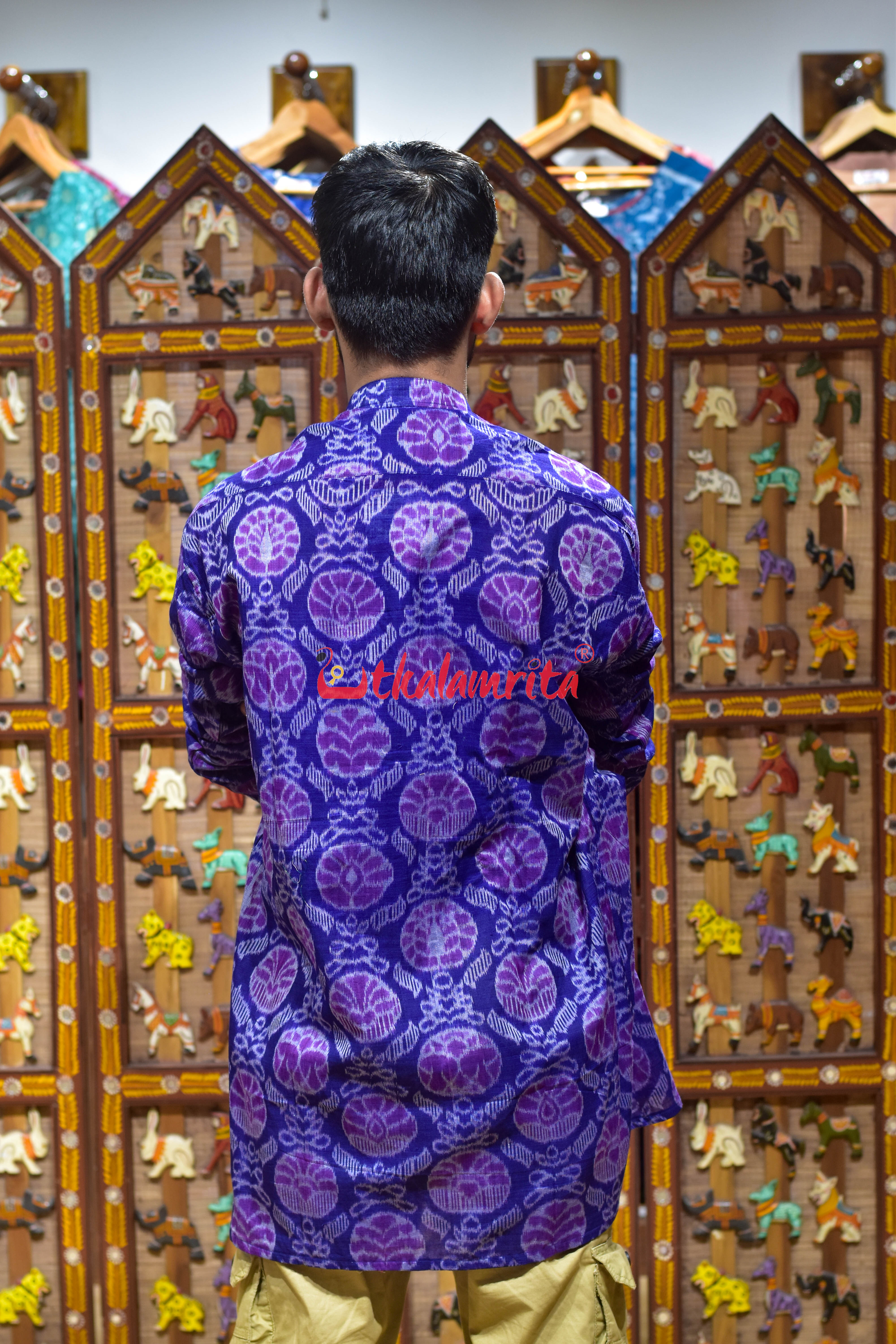 Purple Flower Crystal (Men's Short Kurta)