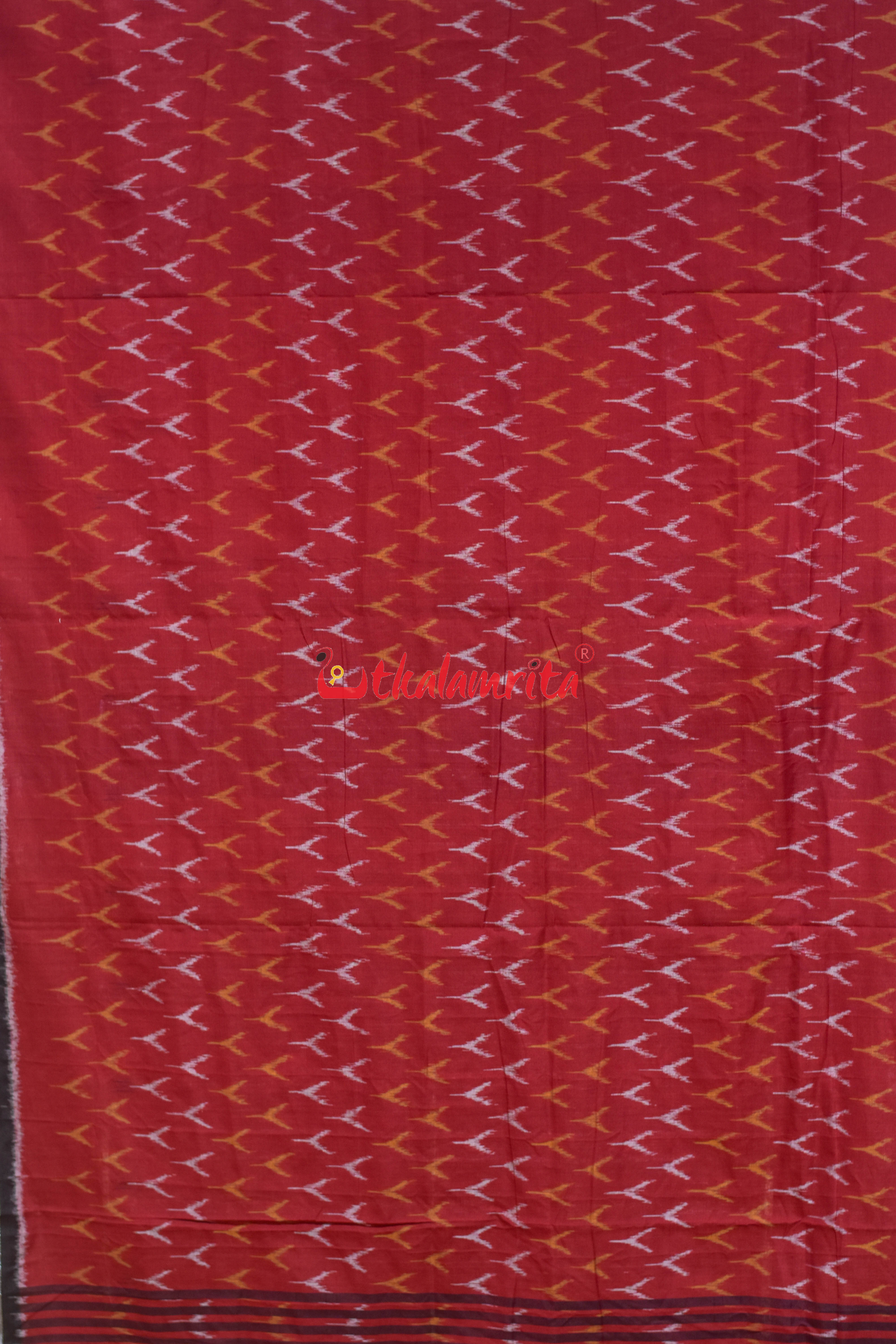 Rust Black Duba Khandua Cotton Saree