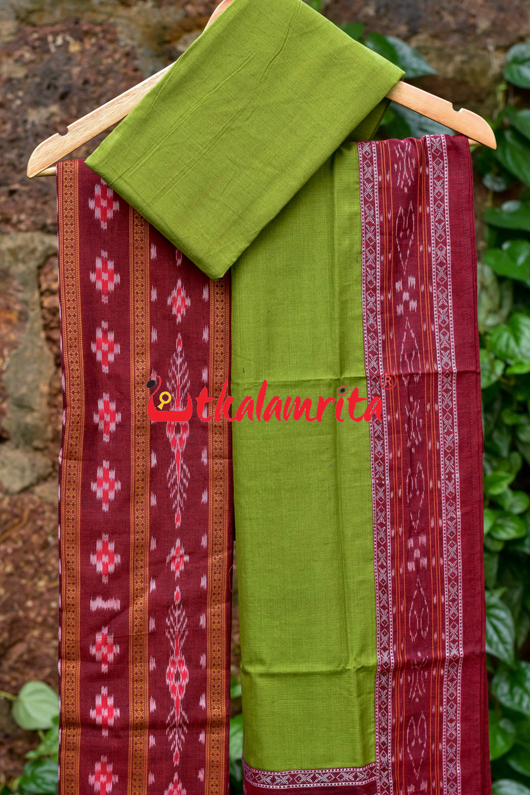 Maroon Mehndi Pasapali Long Flower Bandha Dress Set