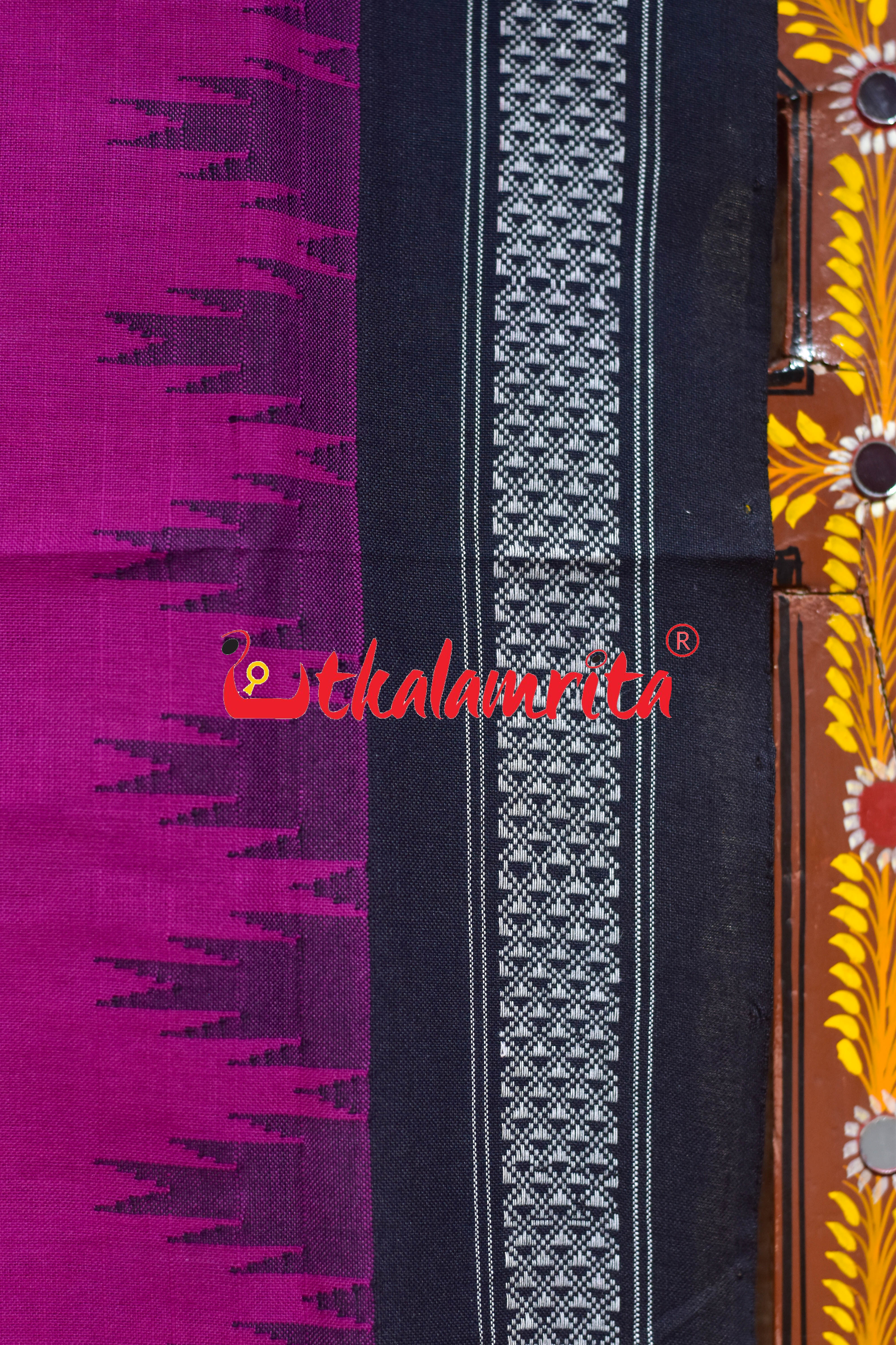 Magenta Black Border Phoda Kumbha (Dupatta)