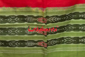 Mehndi Red Tribal Houses Sambalpuri Cotton Dress Set