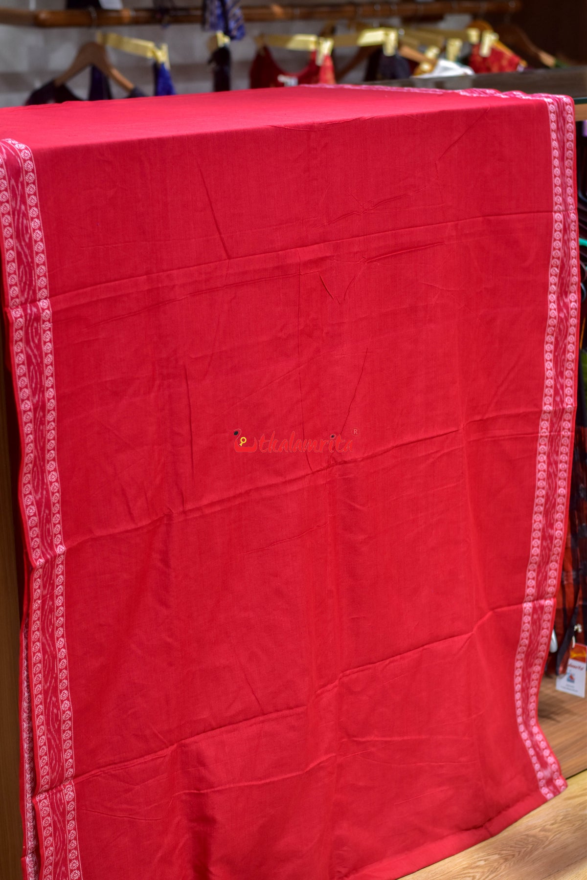Red With Bandha Border Cotton (Fabric)