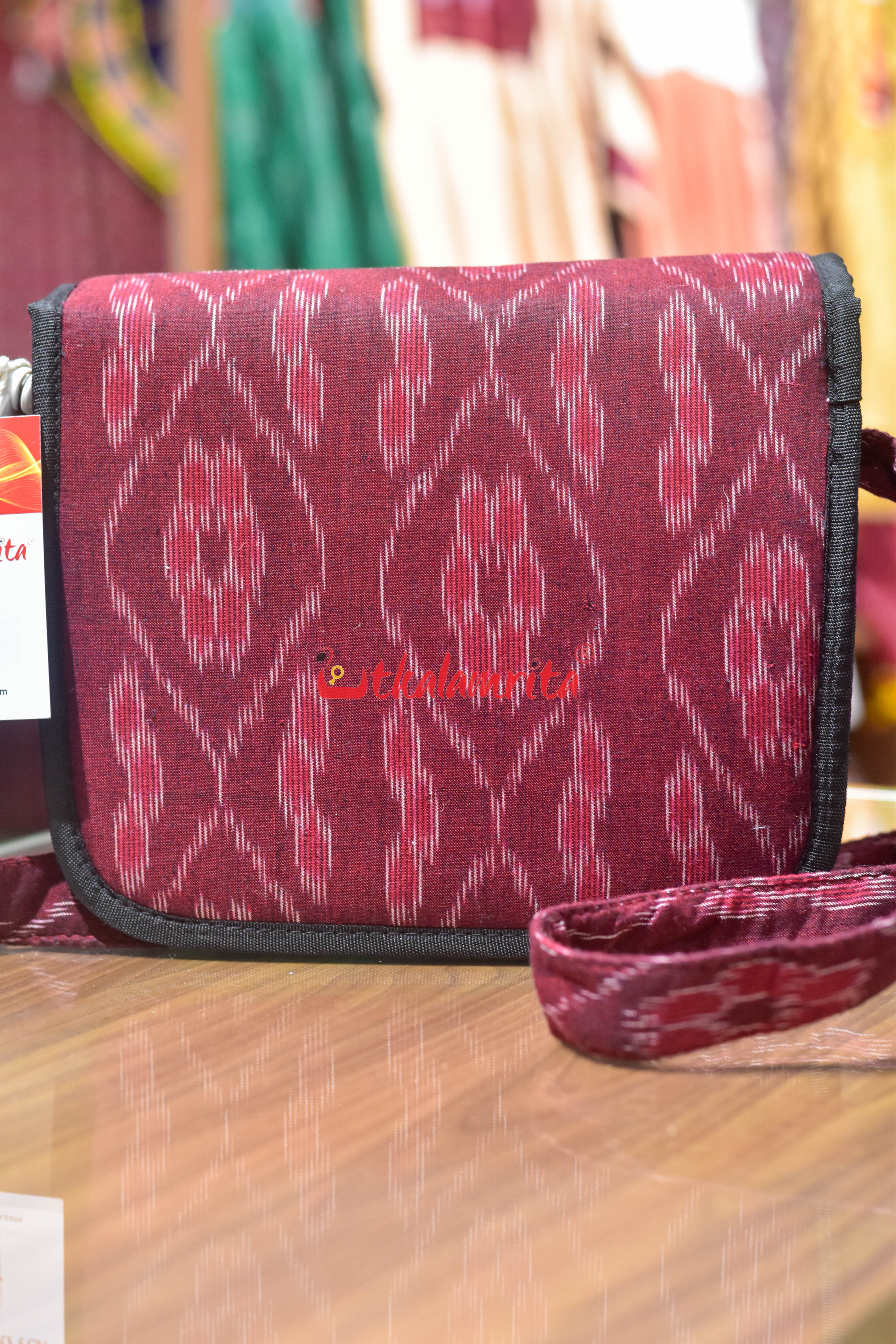 Maroon Flower Bandha Button Sling Bag