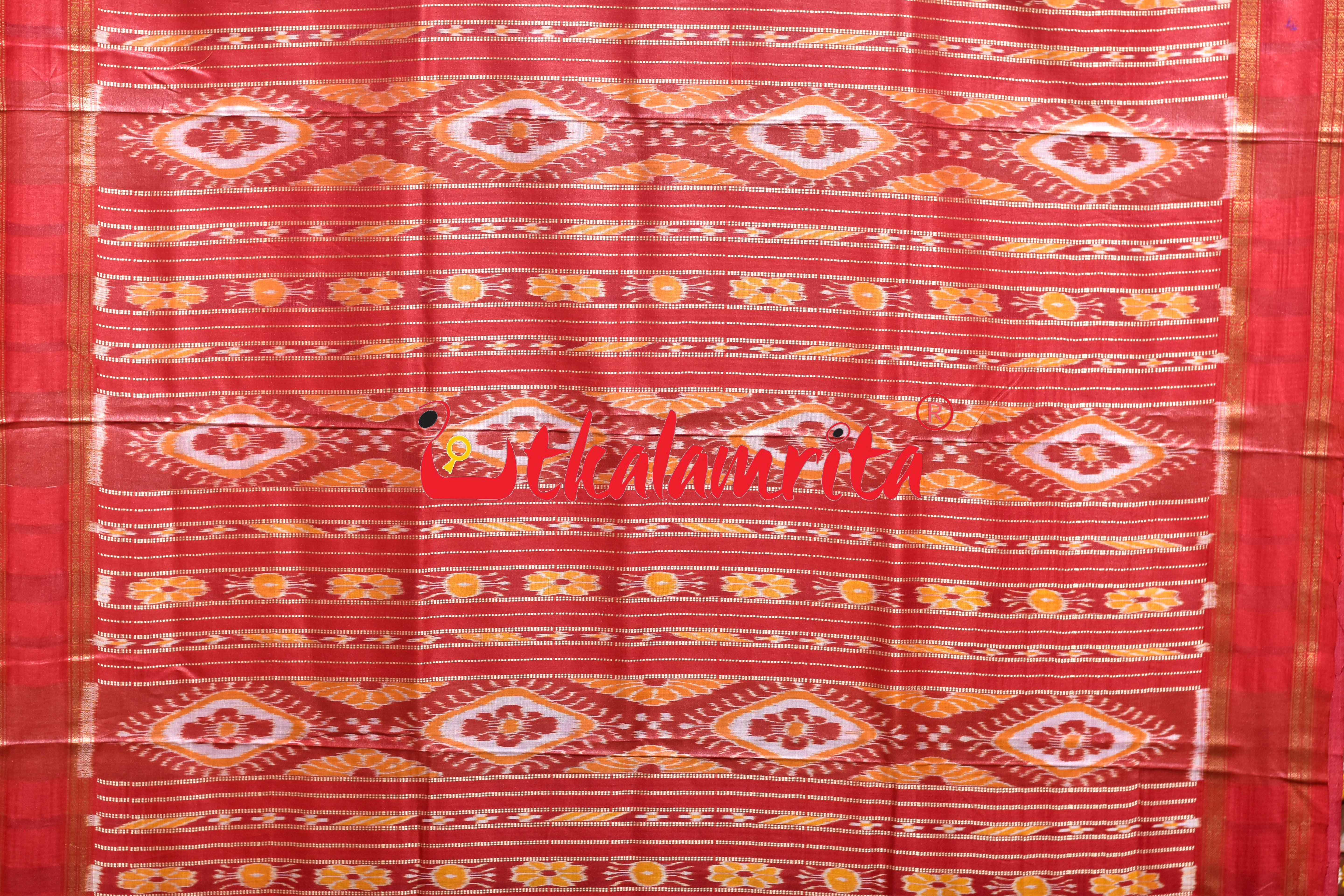 Body Ikat Pasapali Border Sea Green Red Gopalpur Tussar Silk Saree