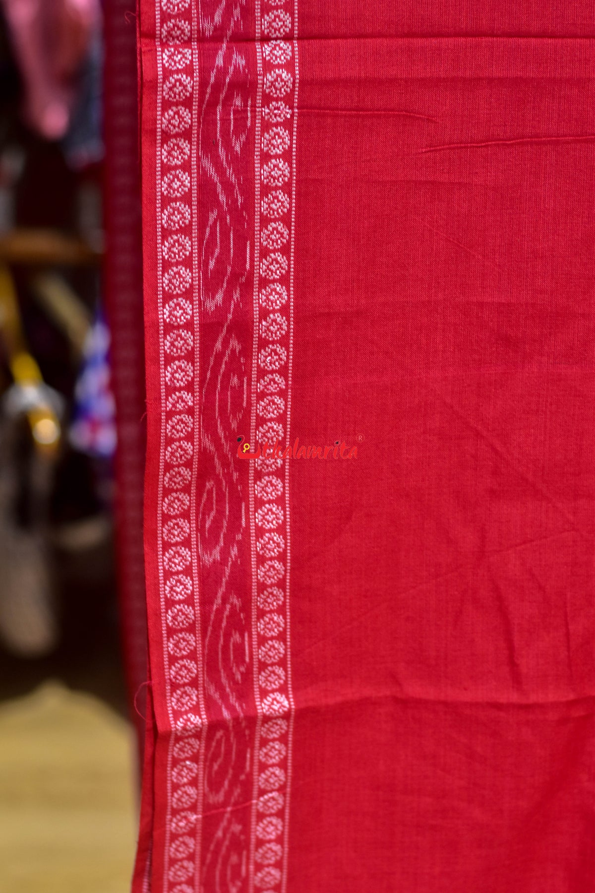 Red With Bandha Border Cotton (Fabric)