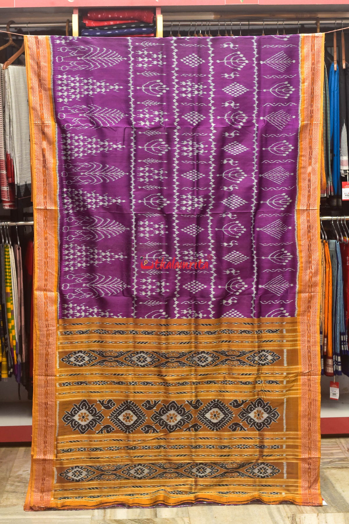 Purple Tribals and Fountain Khandua Silk Saree