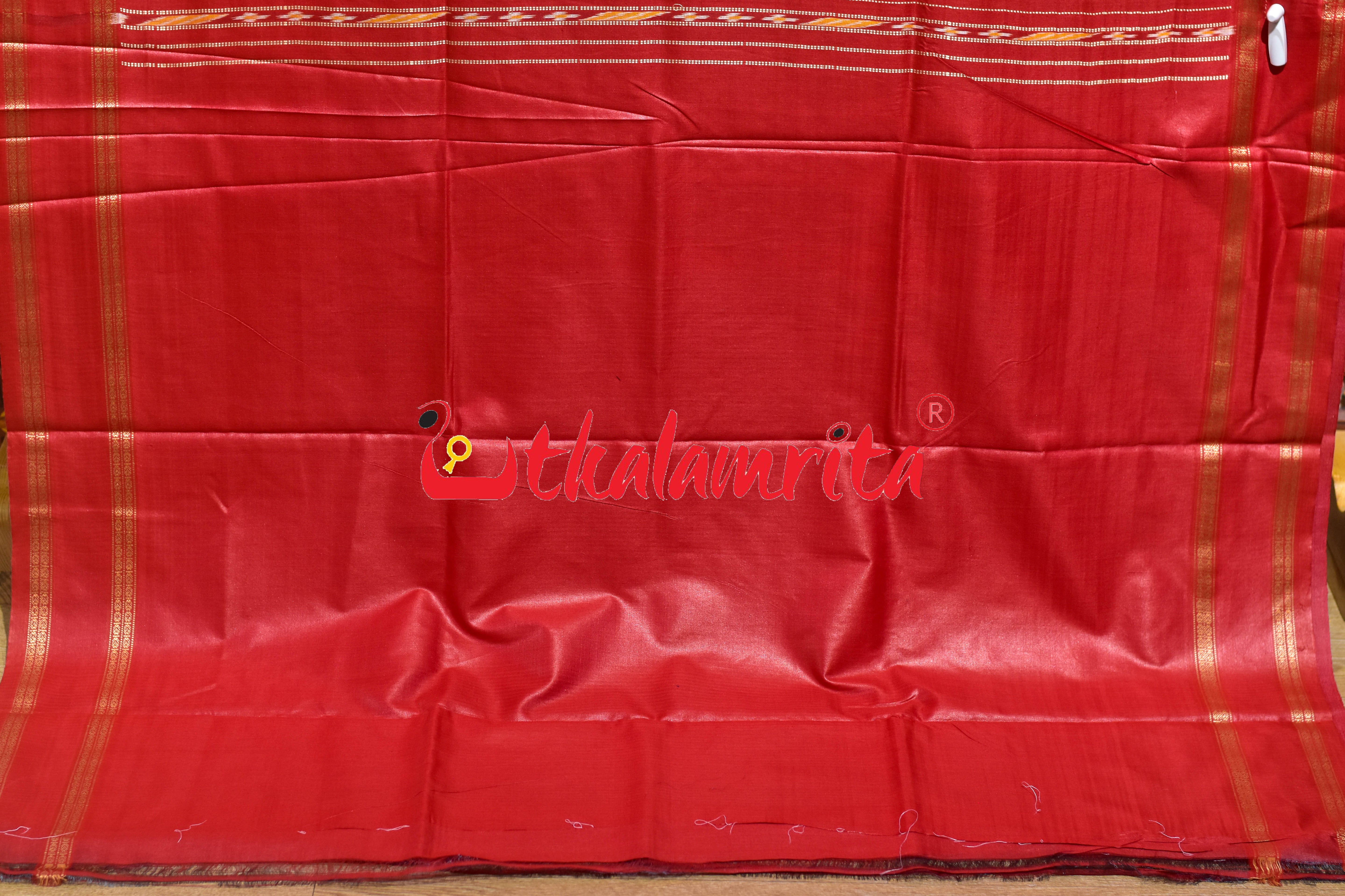 Body Ikat Pasapali Border Sea Green Red Gopalpur Tussar Silk Saree
