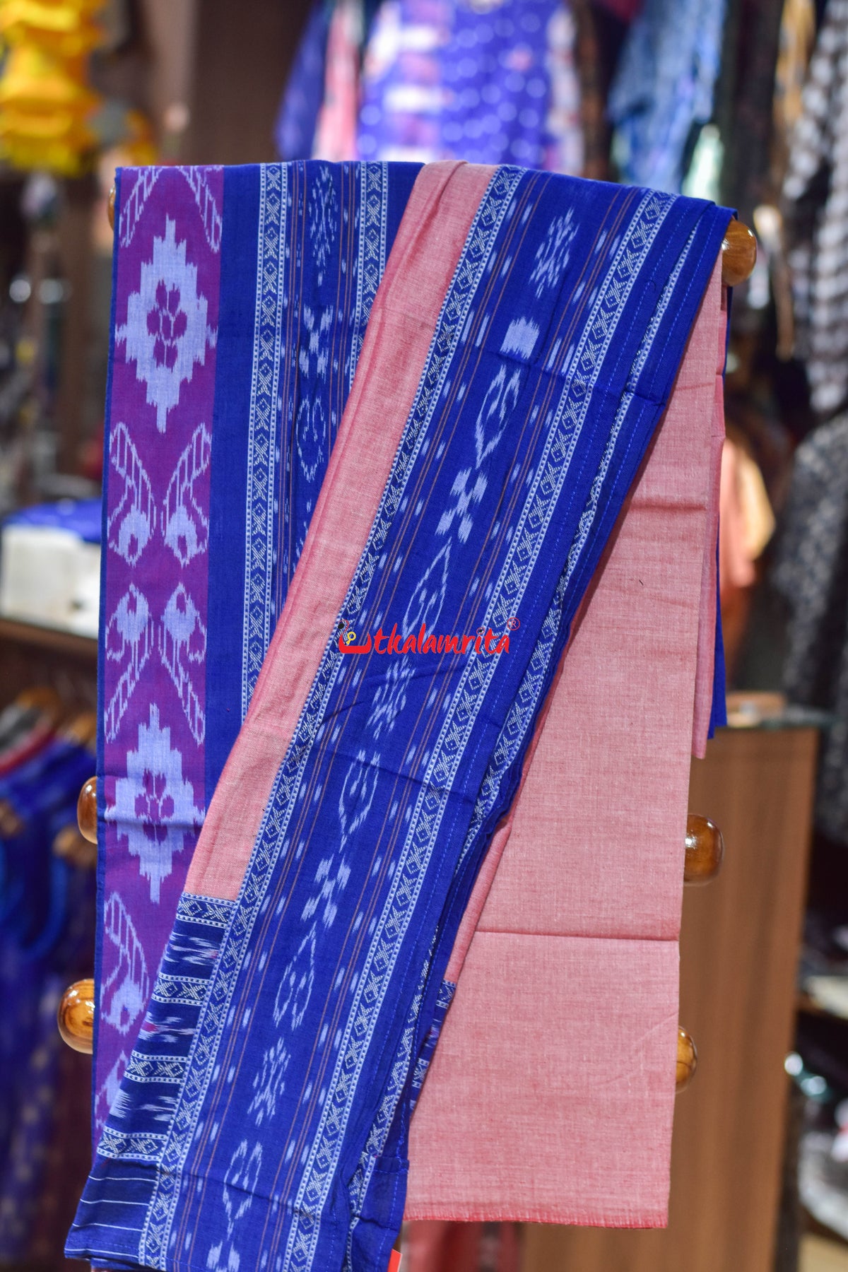 Teal Pink Middle Sankha Chakra Design Dress Set