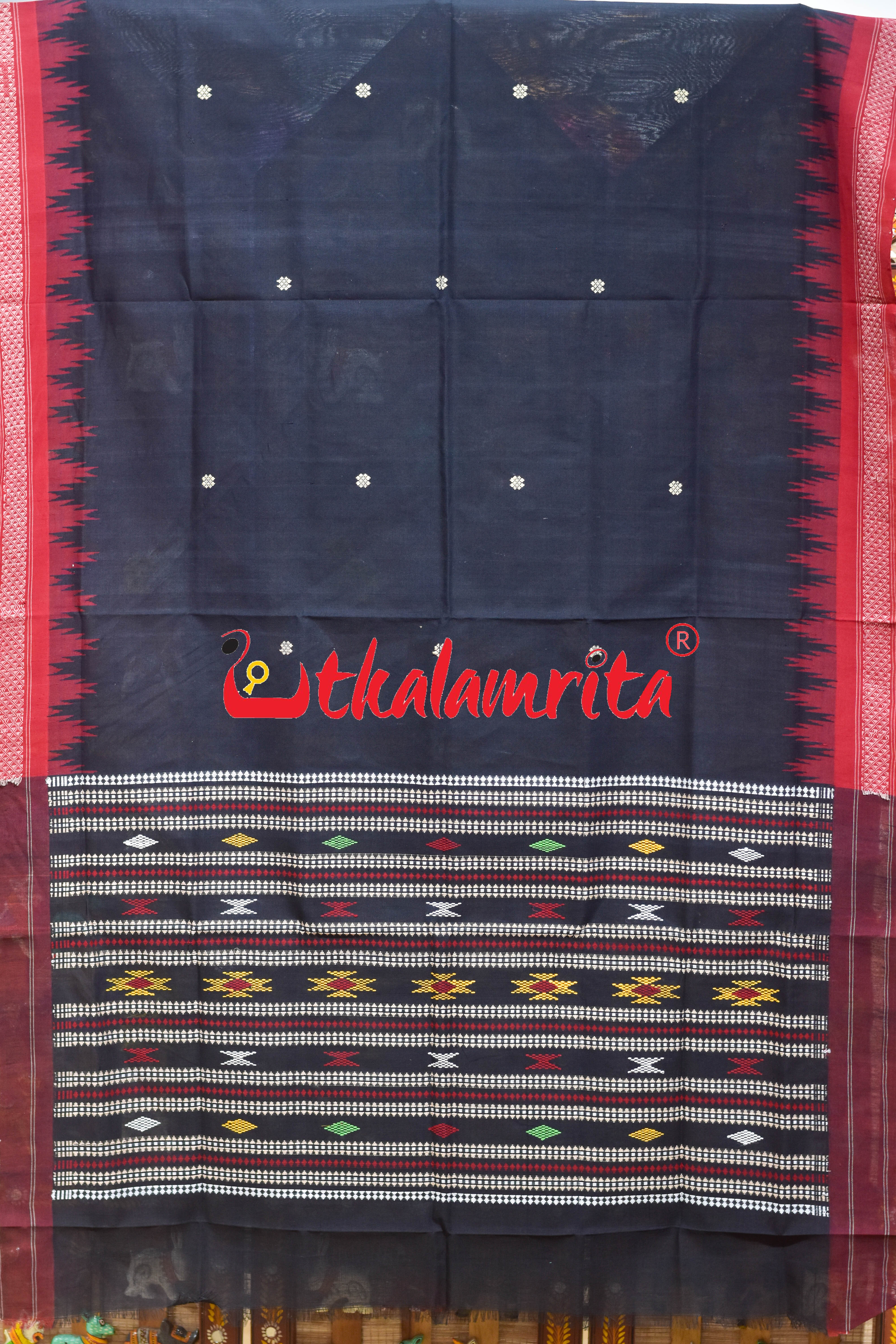 Black Red Border Phoda Kumbha (Dupatta)