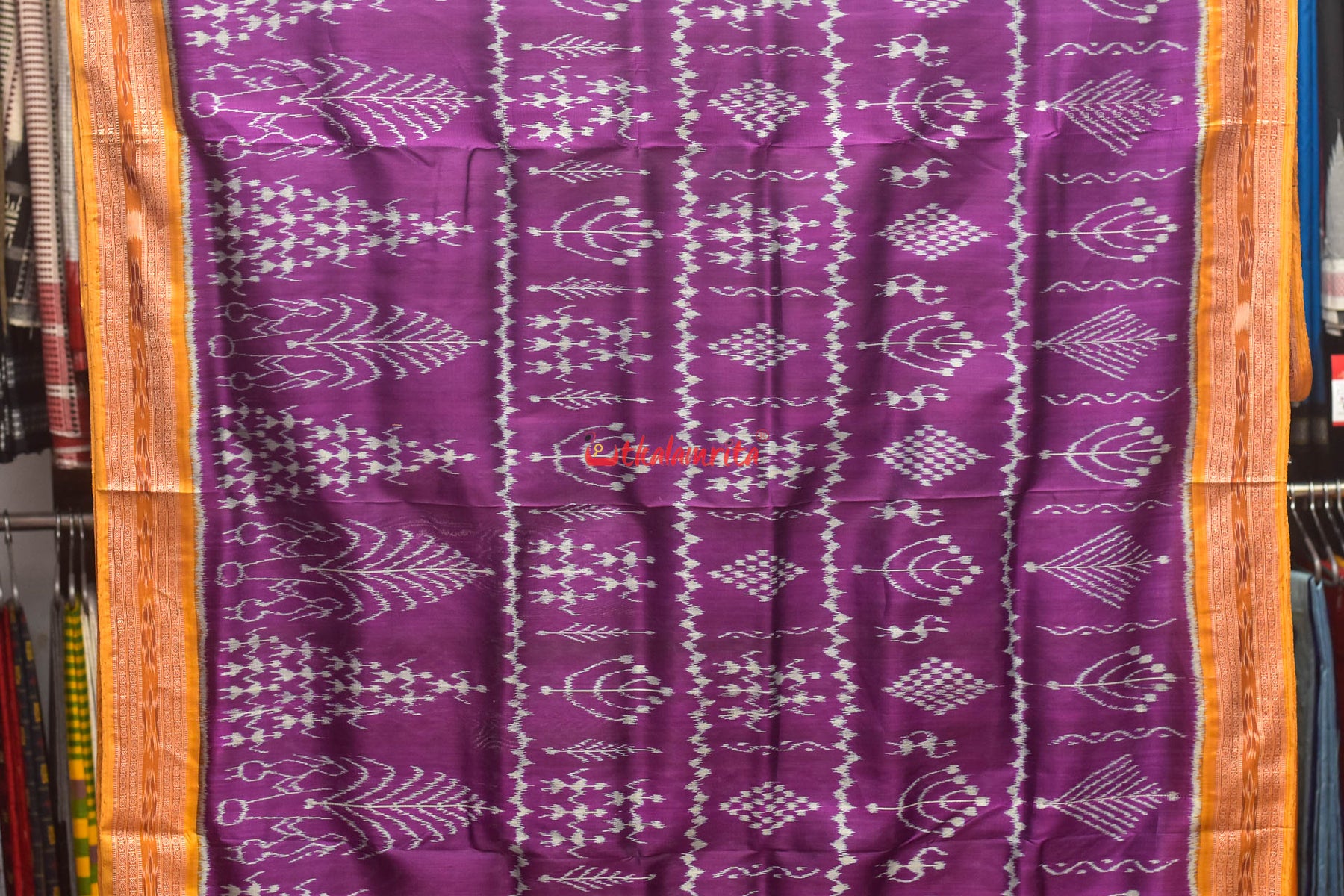 Purple Tribals and Fountain Khandua Silk Saree