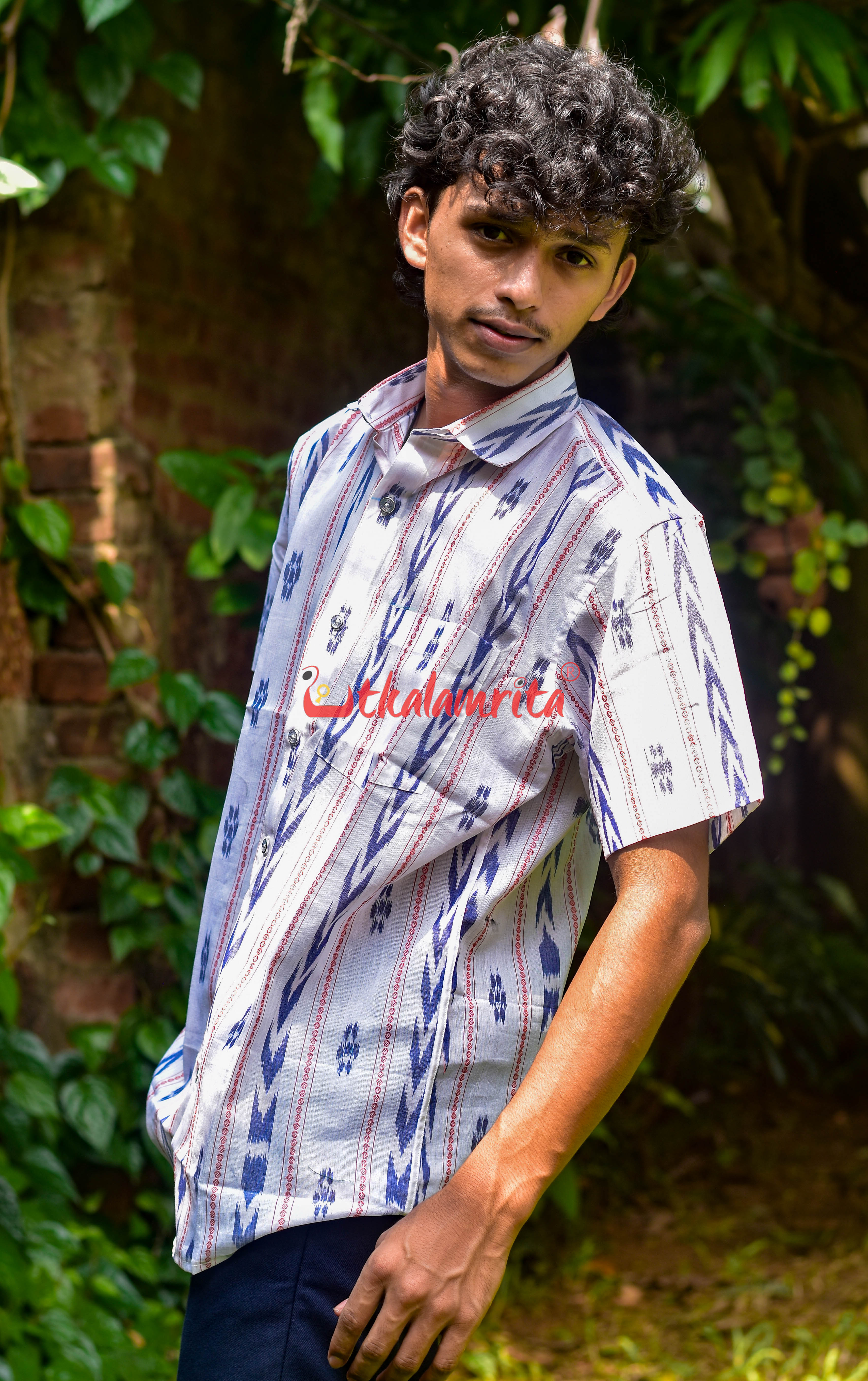 White Dhanpatri (Mens' Half Shirt)