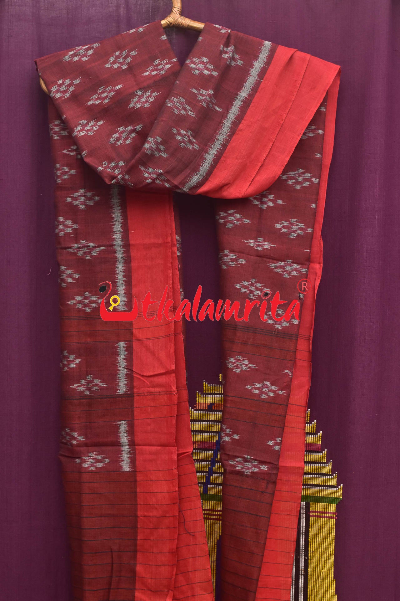 Maroon with Red Border Pasapali (Dupatta)