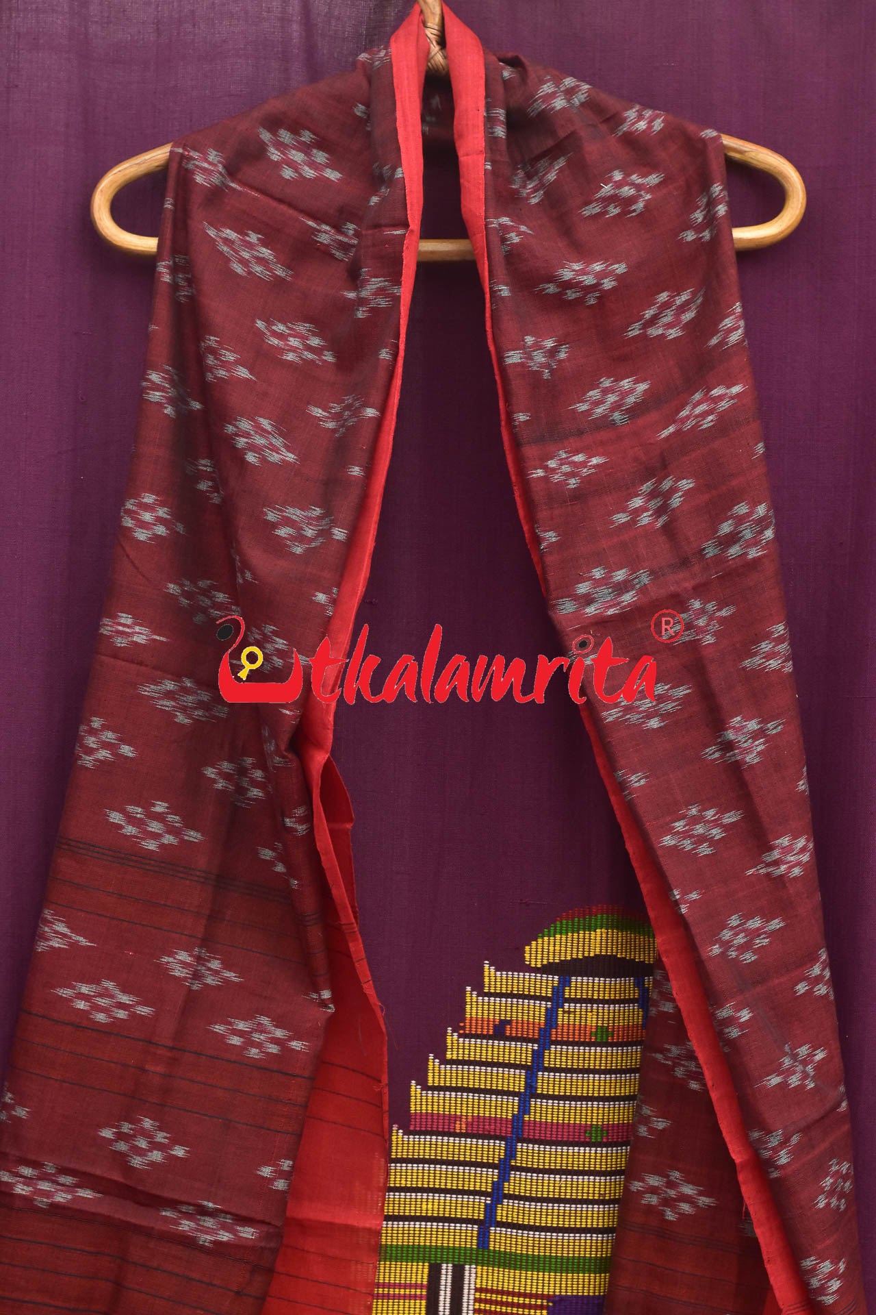 Maroon with Red Border Pasapali (Dupatta)