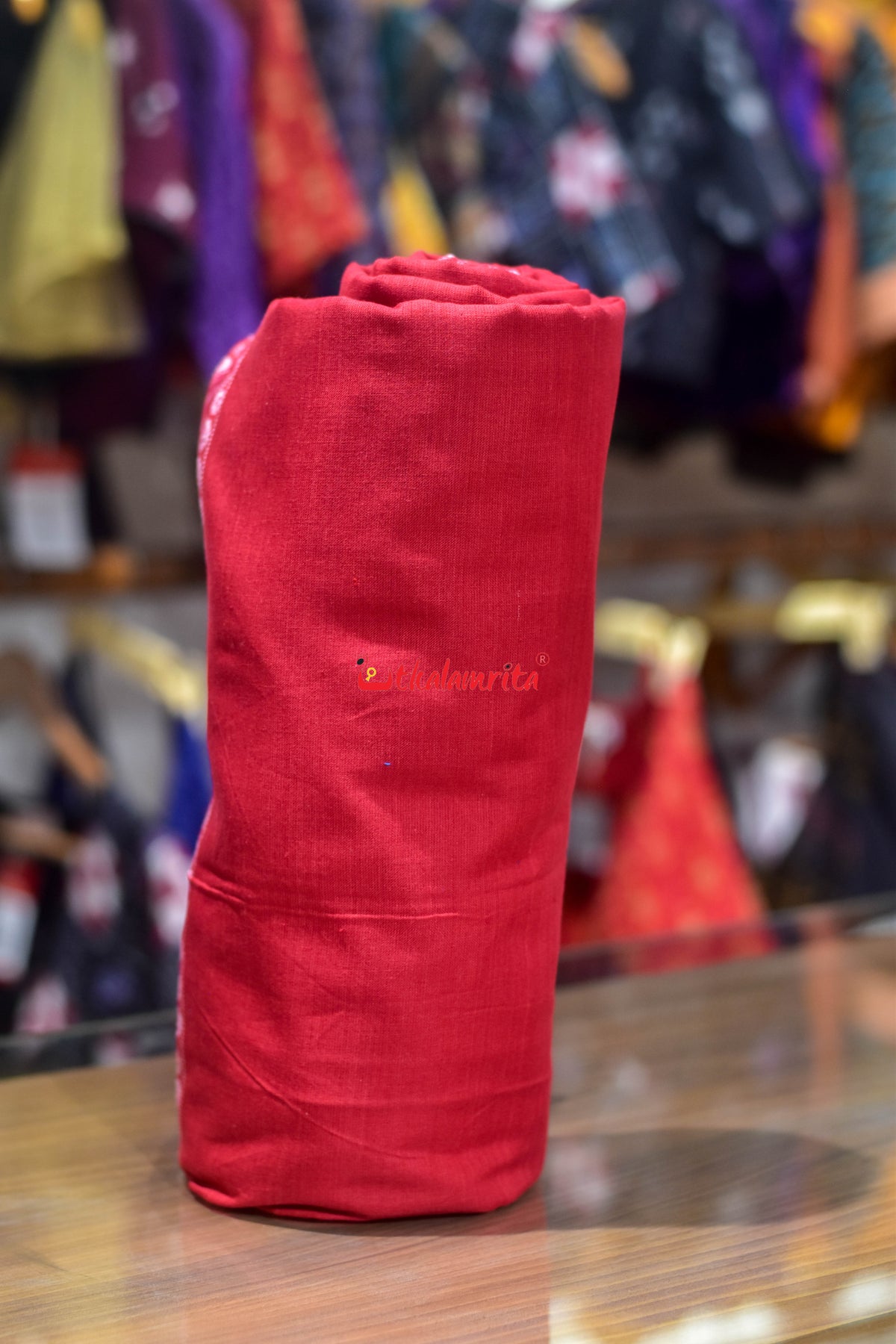 Red With Bandha Border Cotton (Fabric)