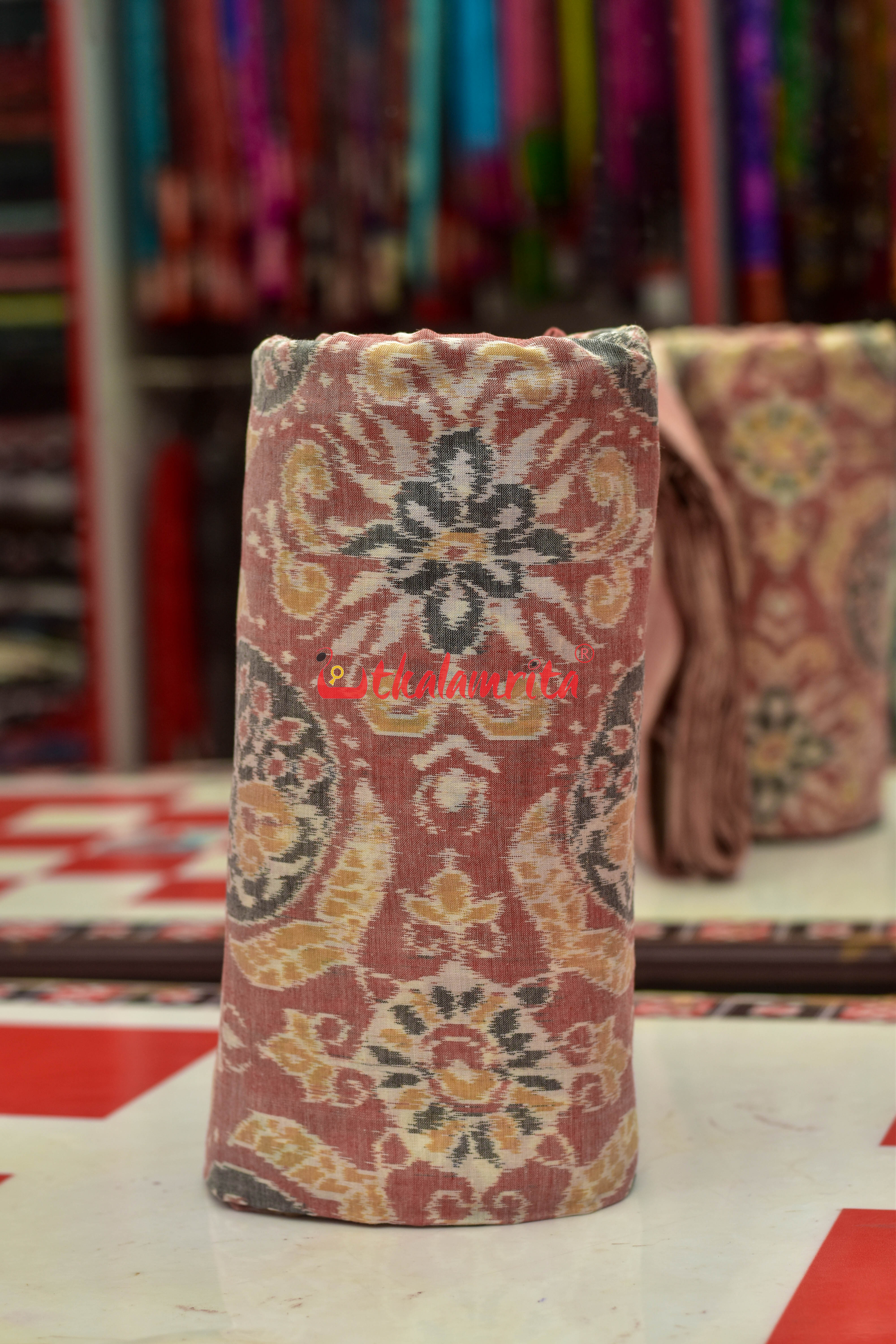 Pink Flower Jhoti Sambalpuri Cotton (Fabric)