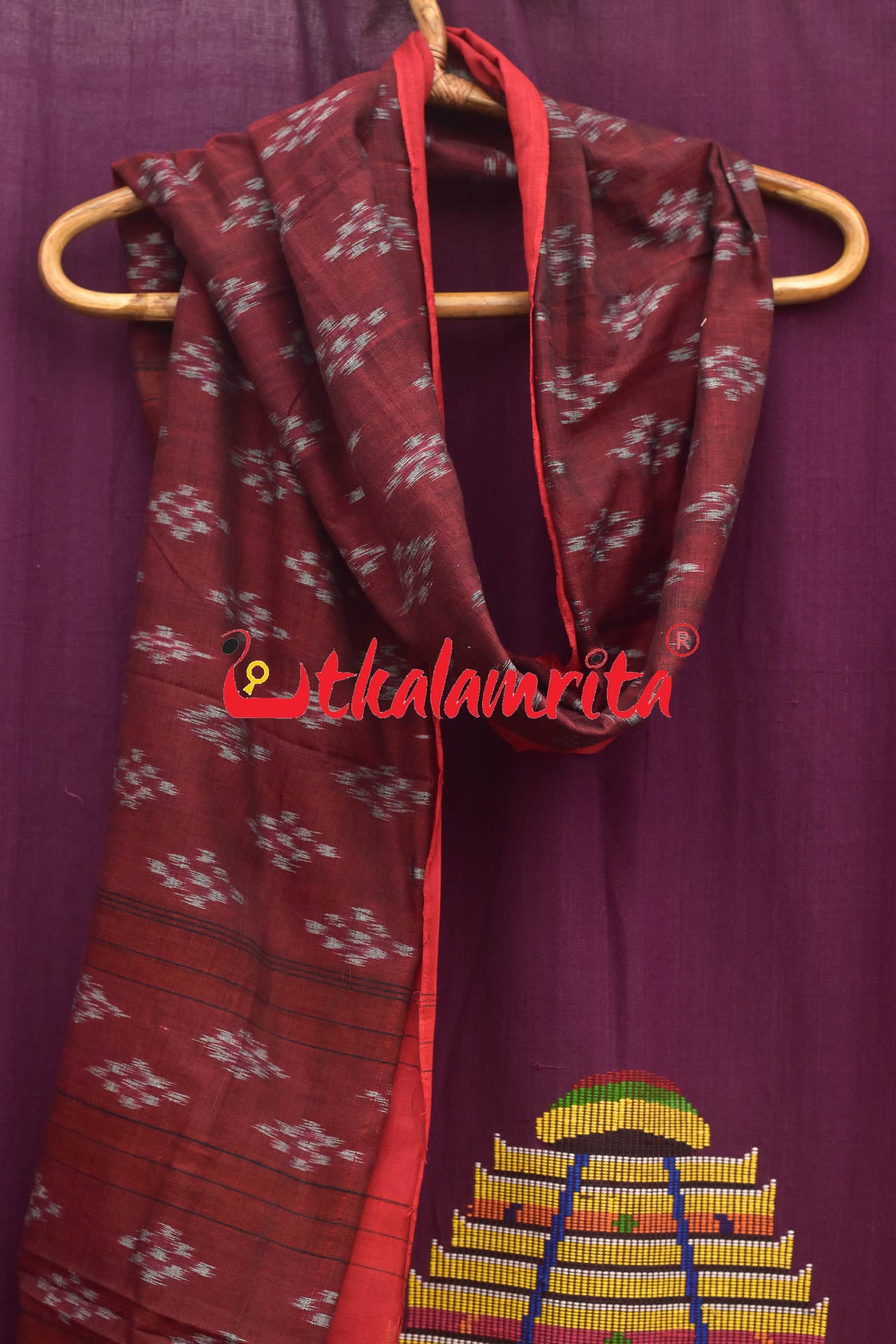 Maroon with Red Border Pasapali (Dupatta)