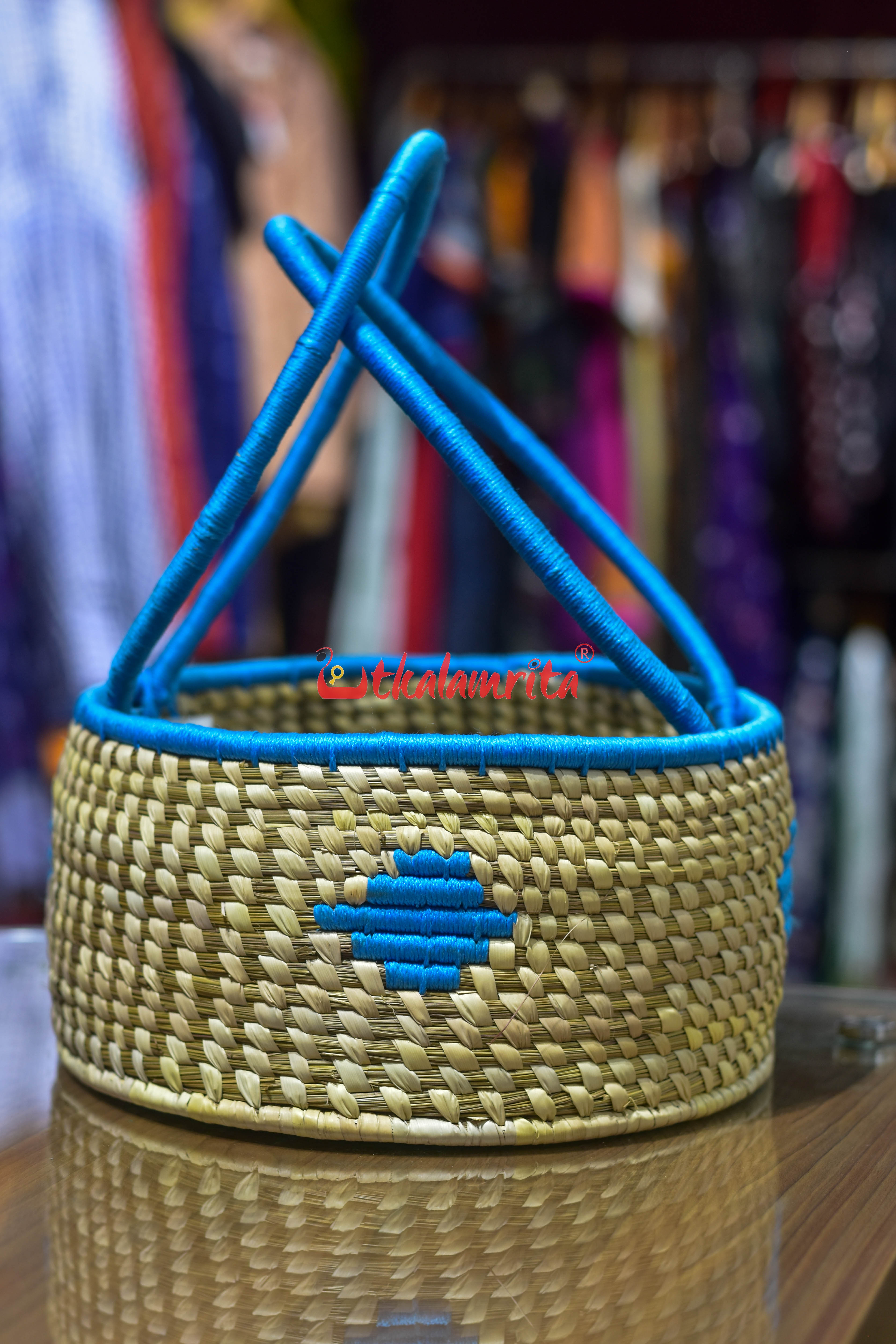 Sabai Grass Flower Basket Big Blue