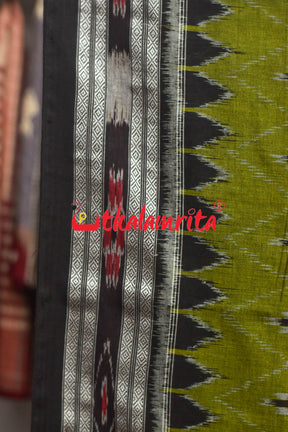 Olive Thikiri Phula Khandua Cotton Saree