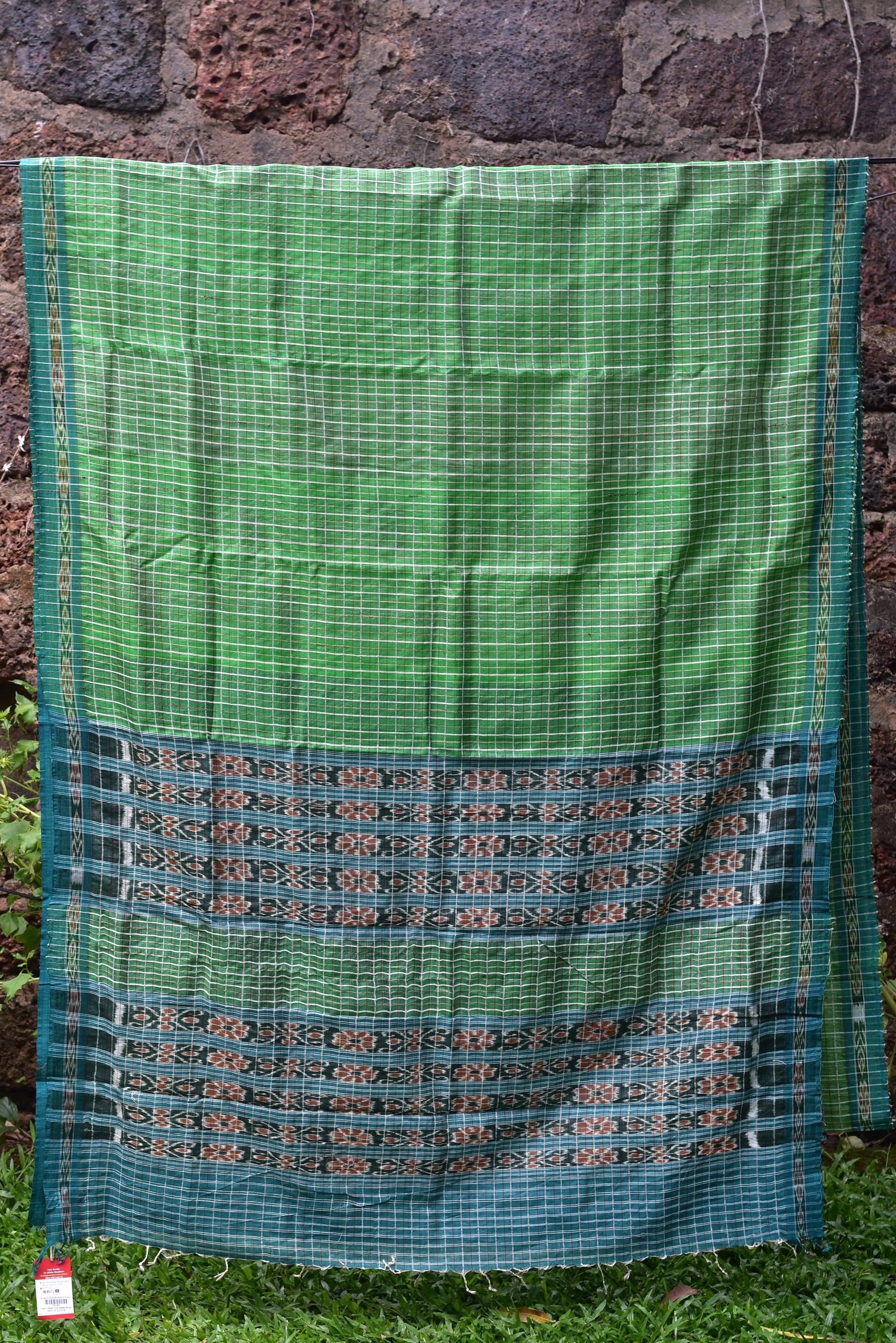 Green Eri Mulberry Tussar Khandua Silk Saree