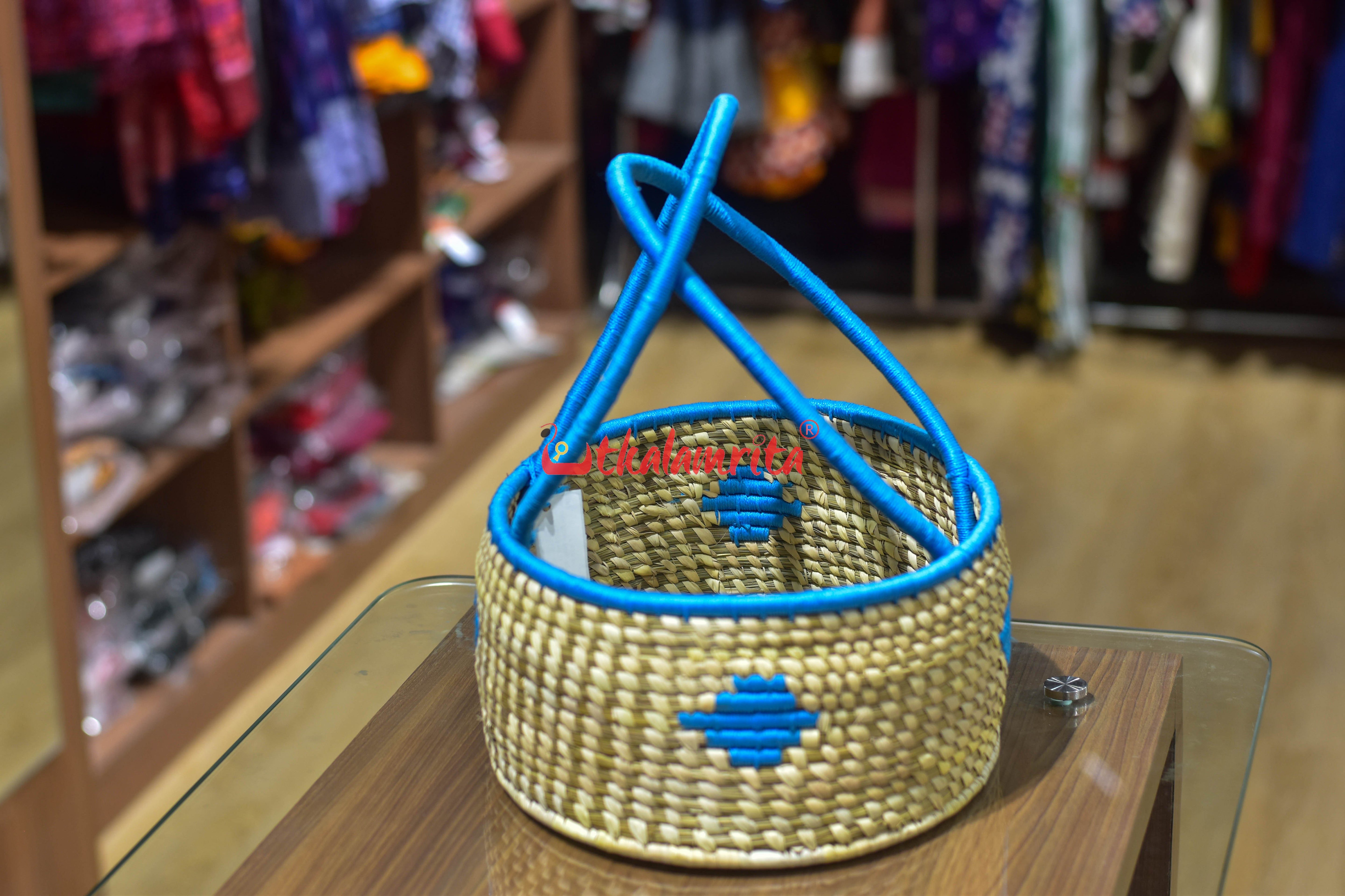 Sabai Grass Flower Basket Big Blue