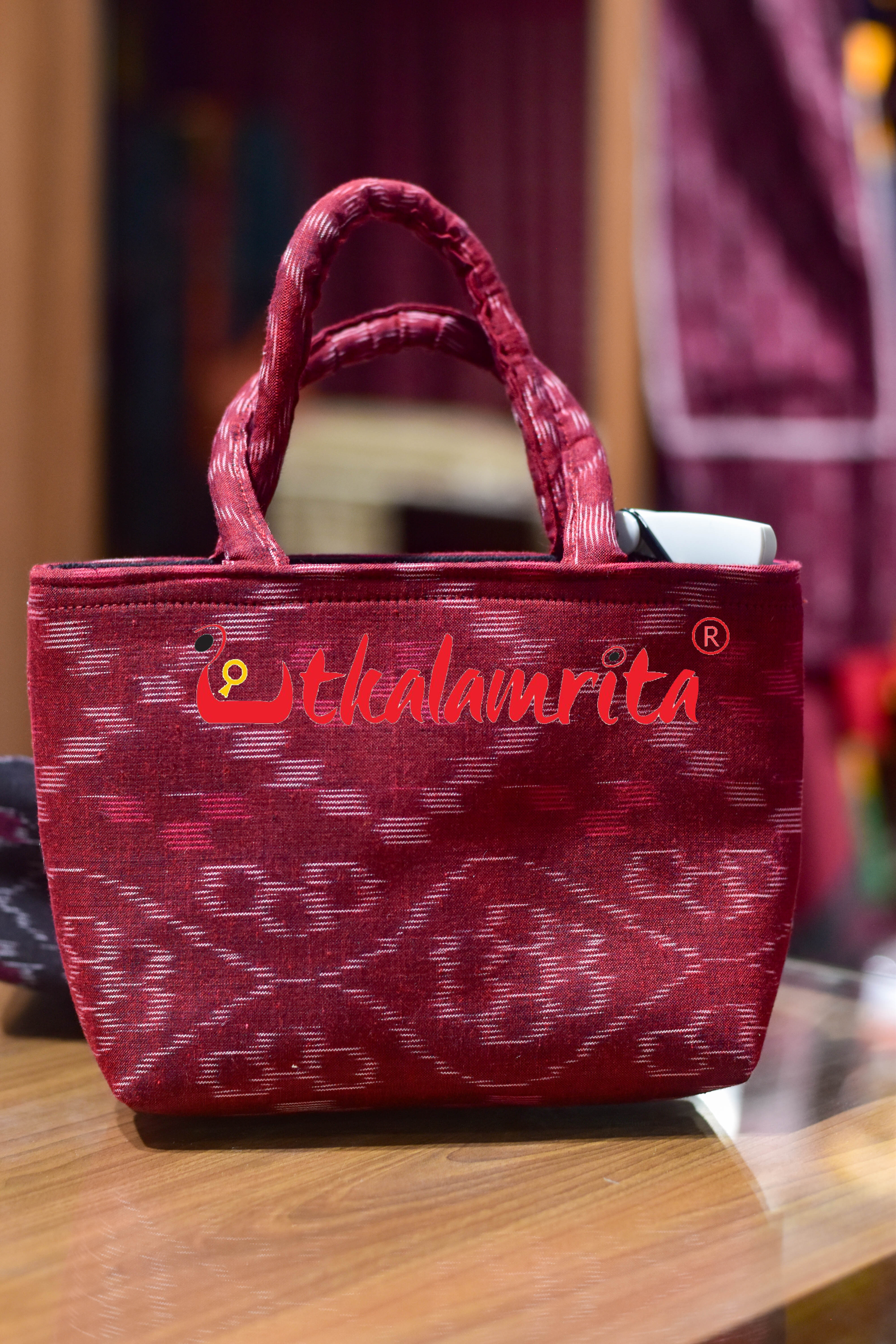 Maroon Tetris Mini Vanity Bag
