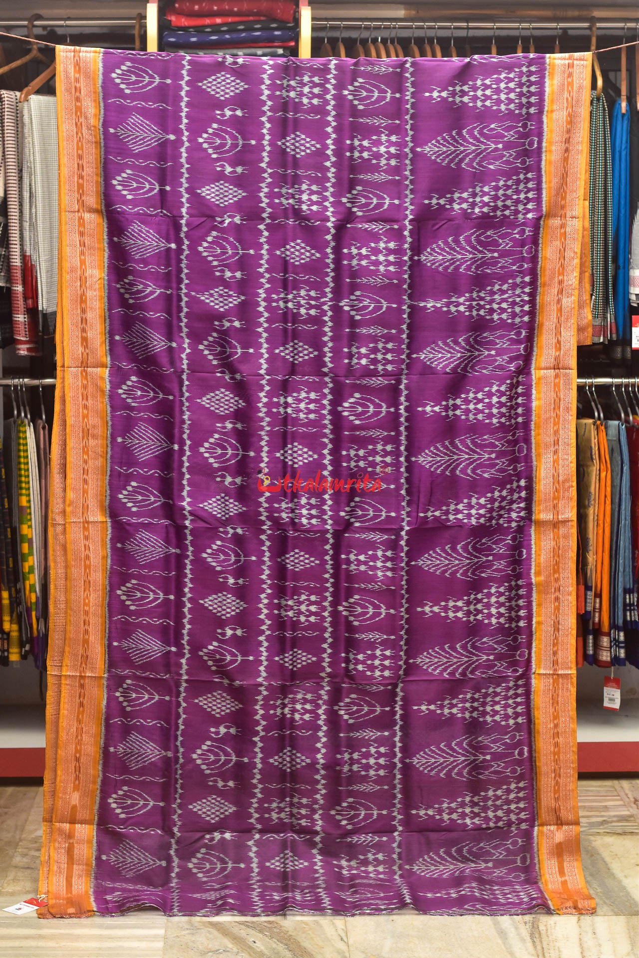 Purple Tribals and Fountain Khandua Silk Saree